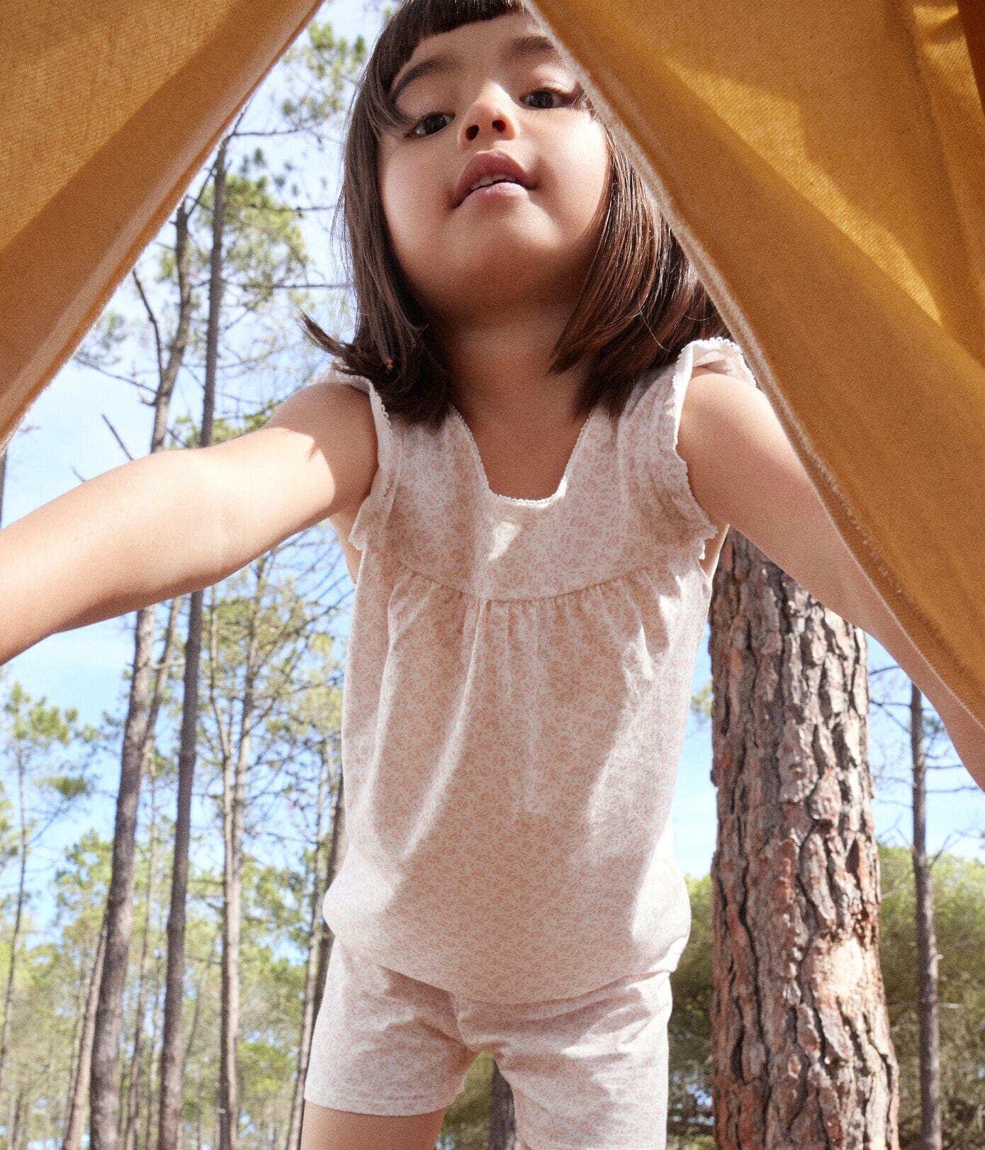 Petit Bateau kurzer Pyjama mit rosafarbenem Rosenmuster Schlafanzug Petit Bateau 