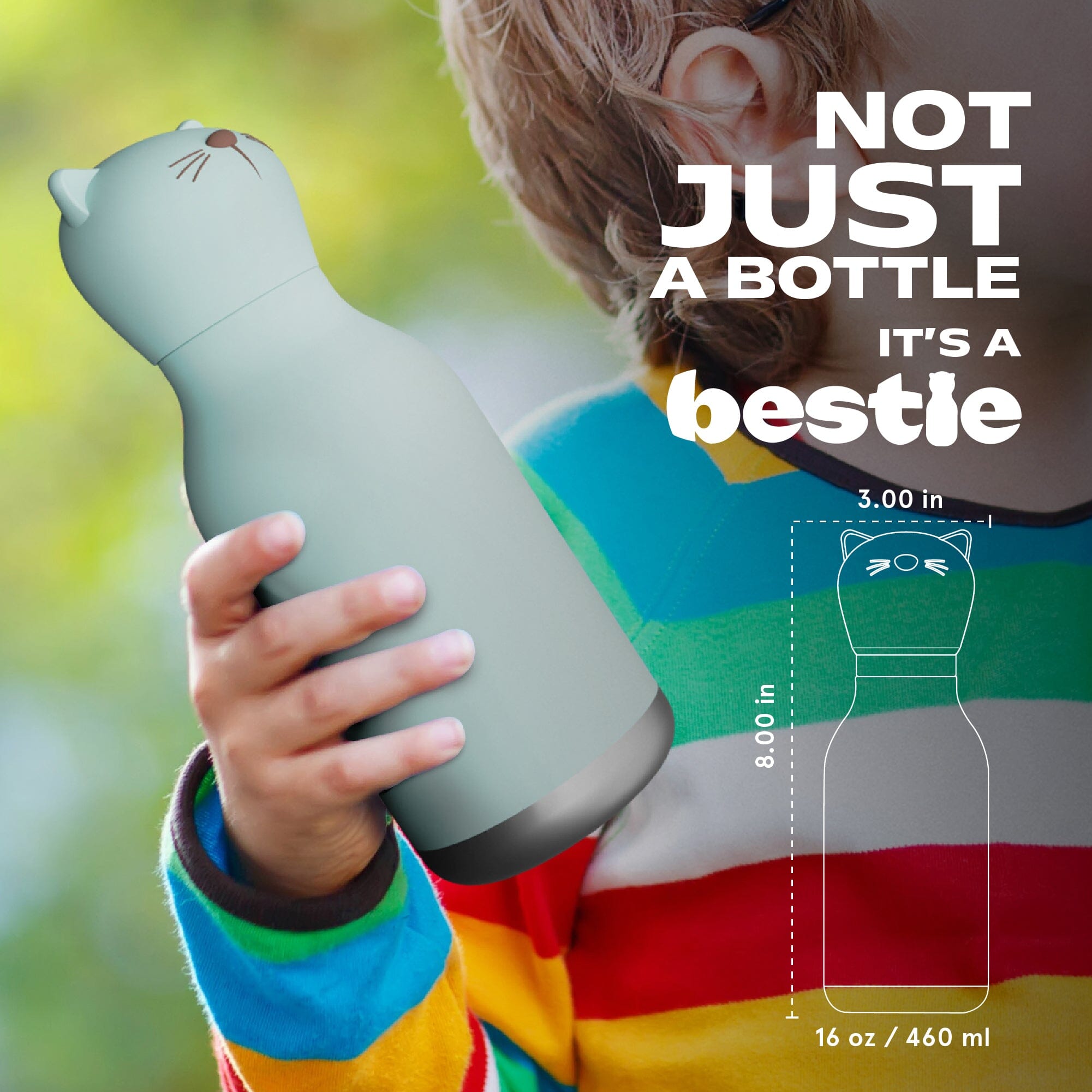 asobu Bestie Bottle Katze -Kiki- Cat– isolierte Kindertrinkflasche 460 ml Trinkflaschen asobu 