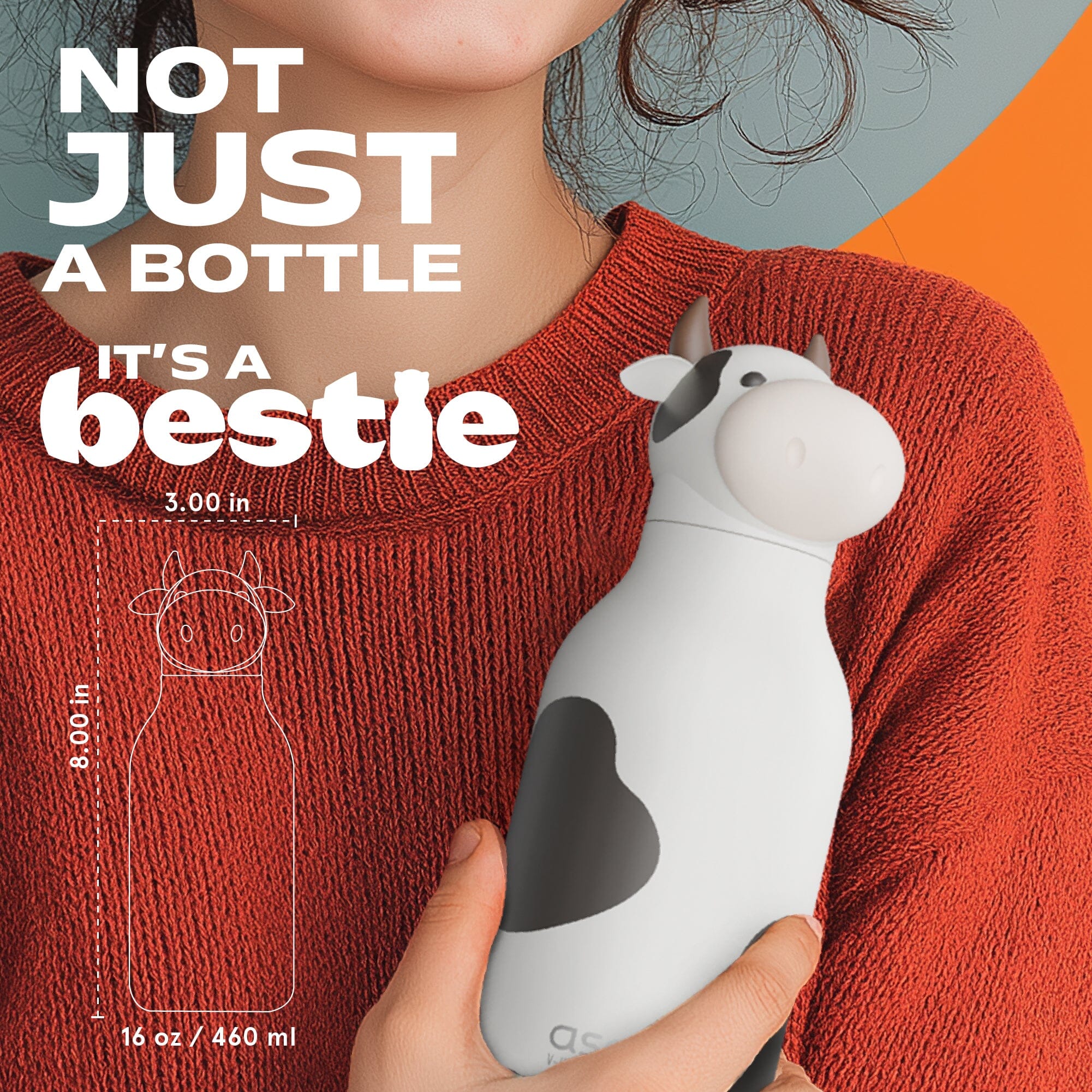 asobu Bestie Bottle Kuh - Willow - Cow – isolierte Kindertrinkflasche 460 ml Trinkflaschen asobu 