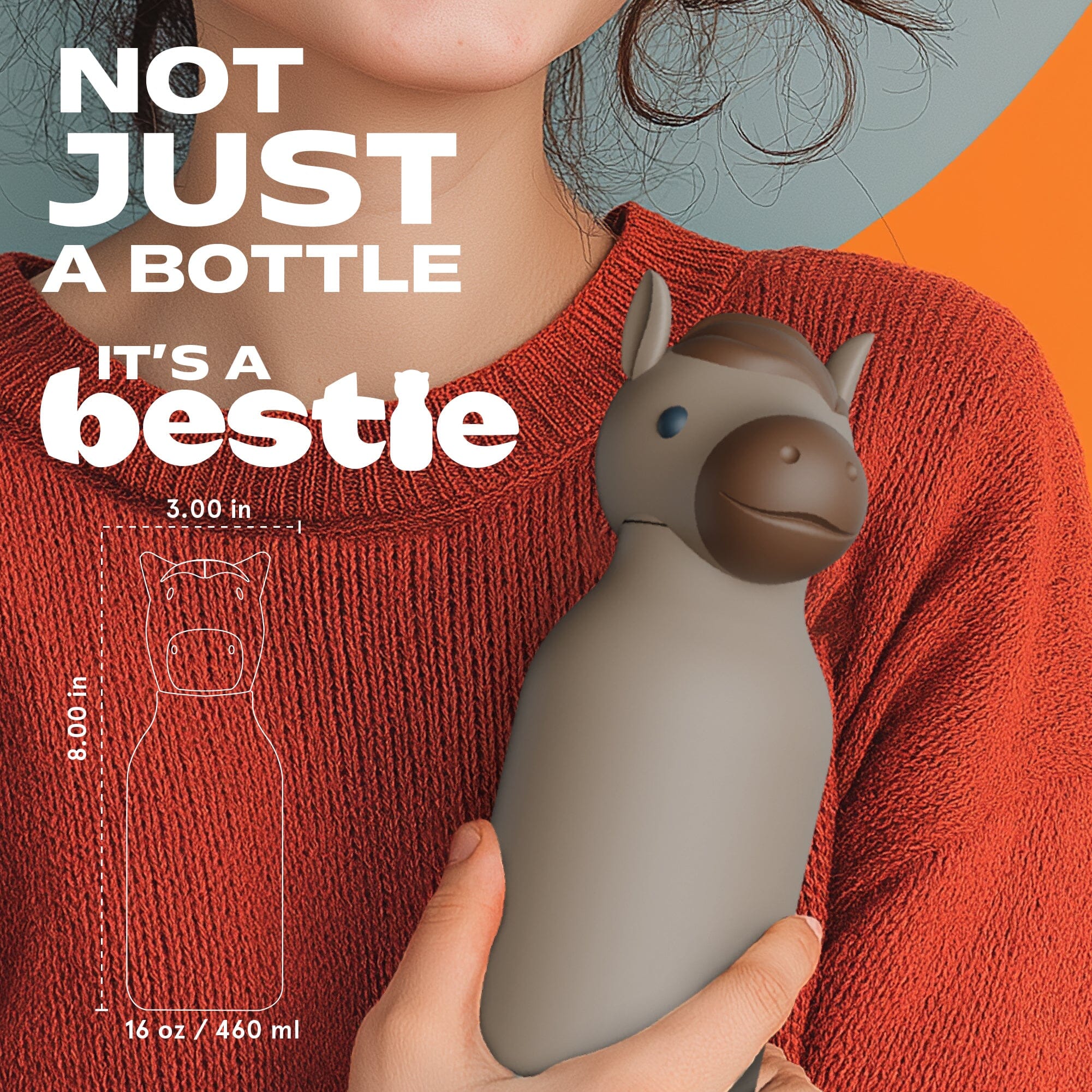 asobu Bestie Bottle Pferd - Hazel - Horse – isolierte Kindertrinkflasche 460 ml Trinkflaschen asobu 