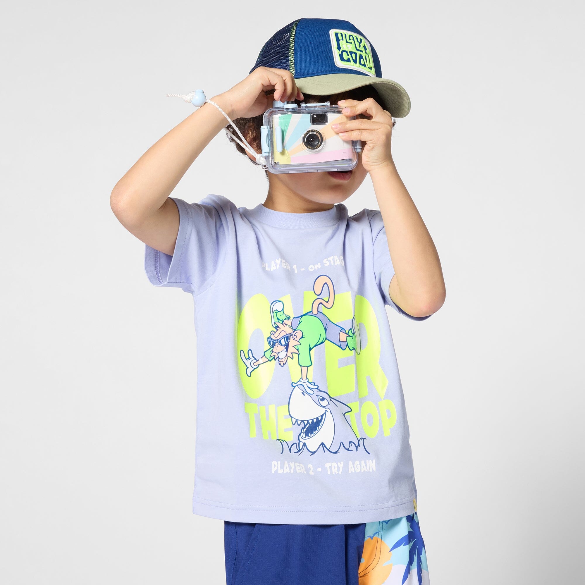 BILLIEBLUSH Jungen Kurzarm-T-Shirt – Engel Blau („Over the Top“ Print) T-Shirt Billieblush 