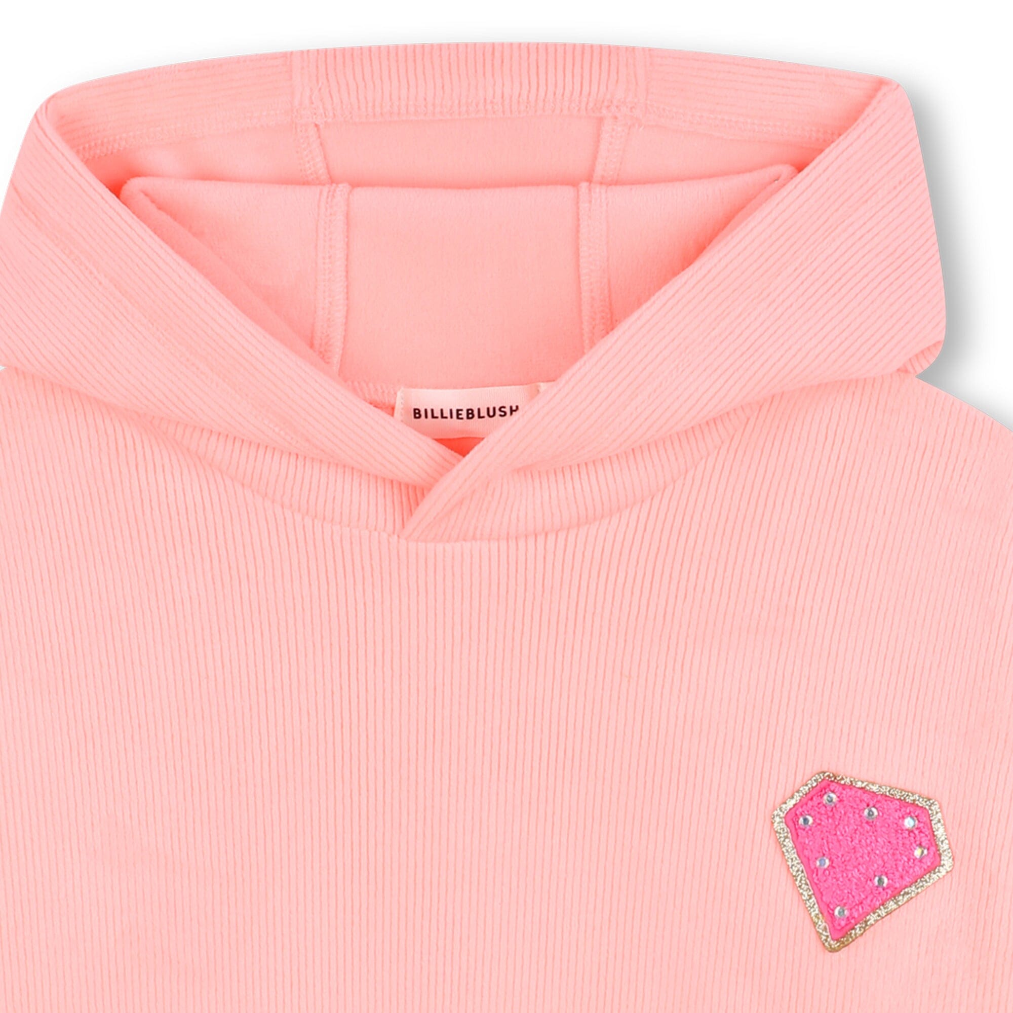 BILLIEBLUSH Kapuzenpullover Rosa Fein-Cord-Optik mit Stern & Diamant Hoodie Billieblush 