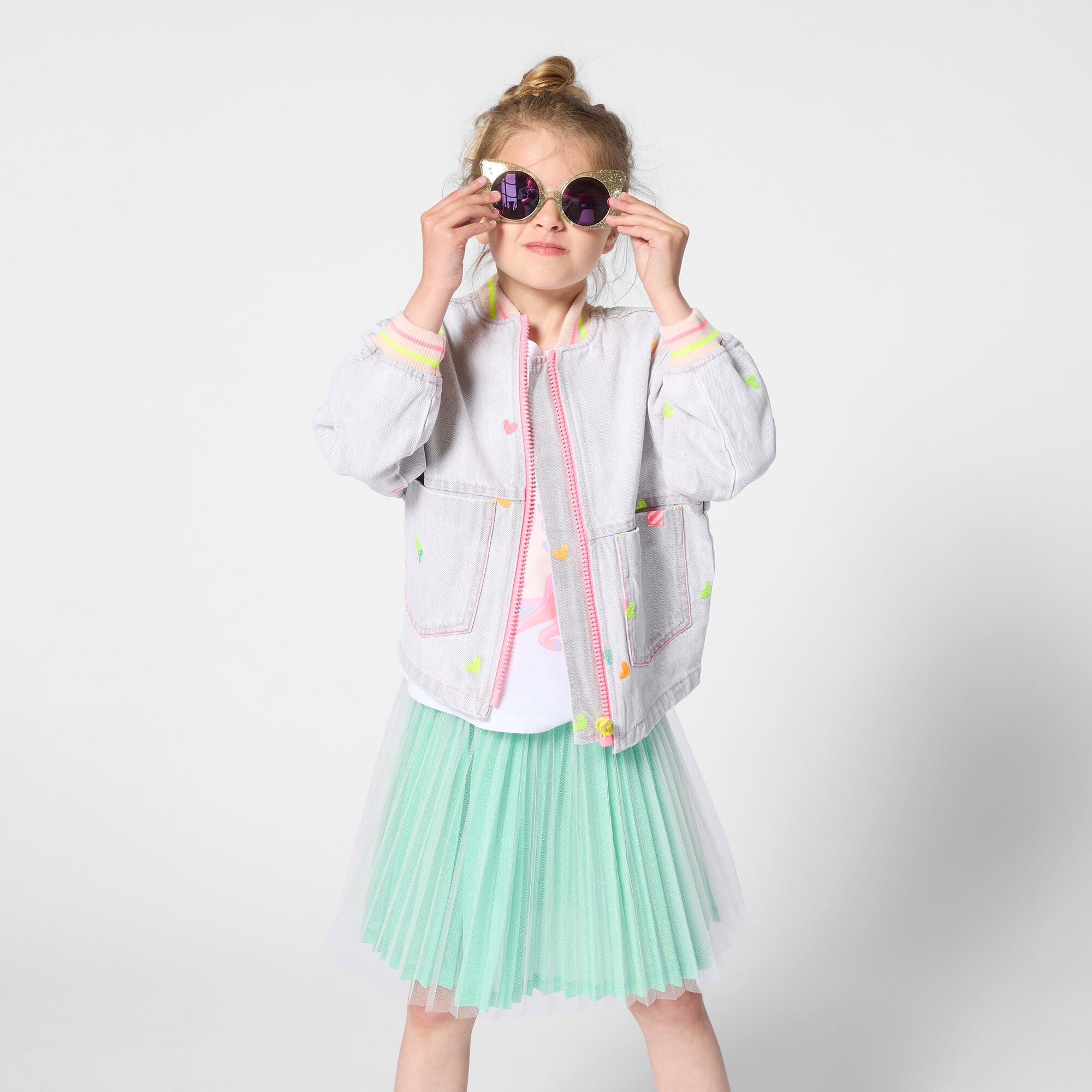 Billieblush Kurzarm T-Shirt mit Glitzer-Print – Weiß T-Shirt Billieblush 