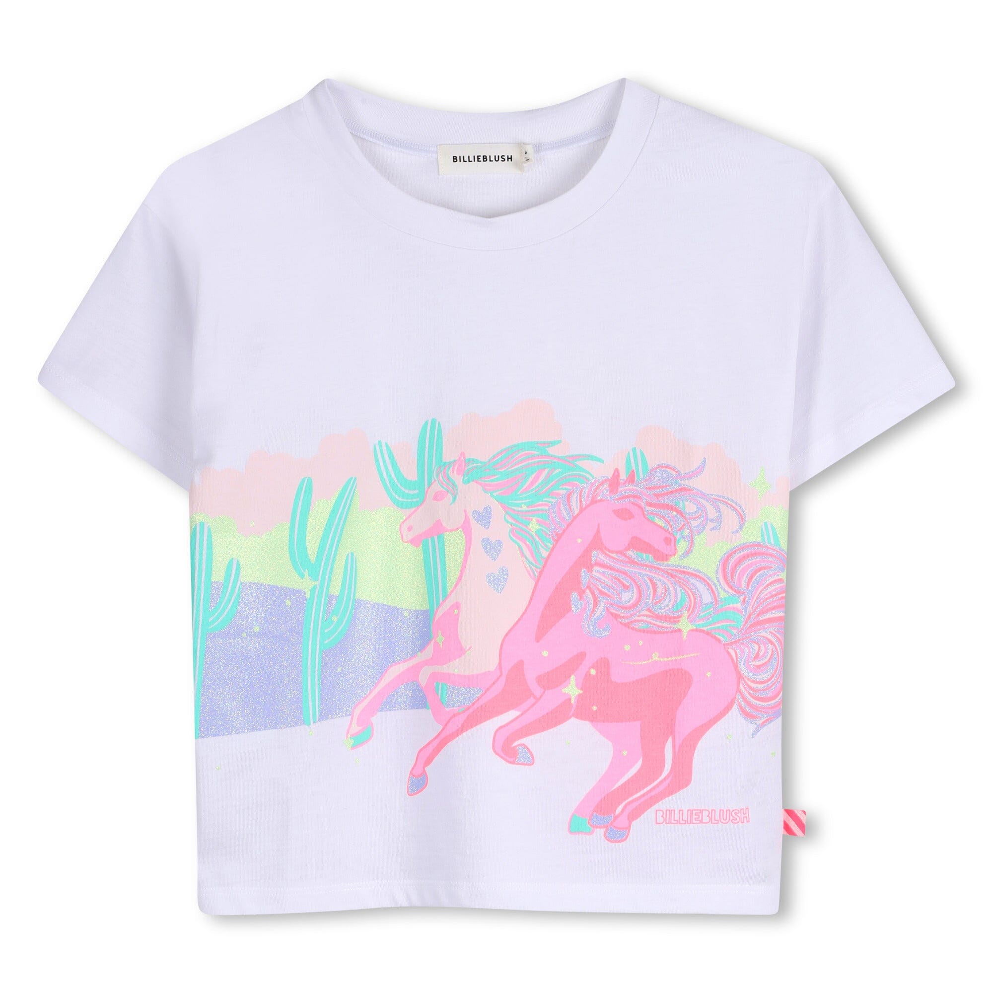 Billieblush Kurzarm T-Shirt mit Glitzer-Print – Weiß T-Shirt Billieblush 4 Jahre ( 98-104 ) 
