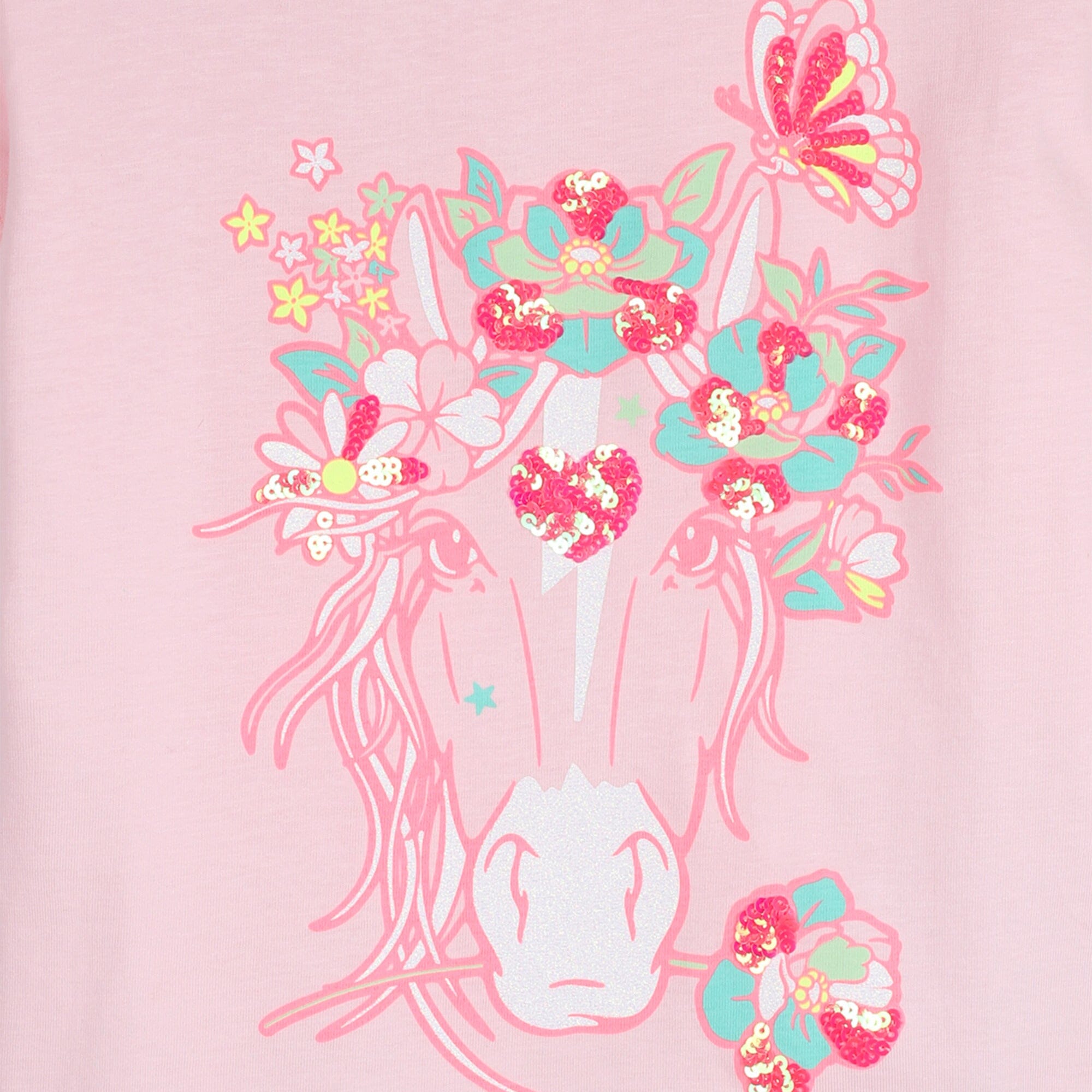 BILLIEBLUSH Kurzärmeliges T-Shirt – Pferdeprint mit Pailletten T-Shirt Billieblush 