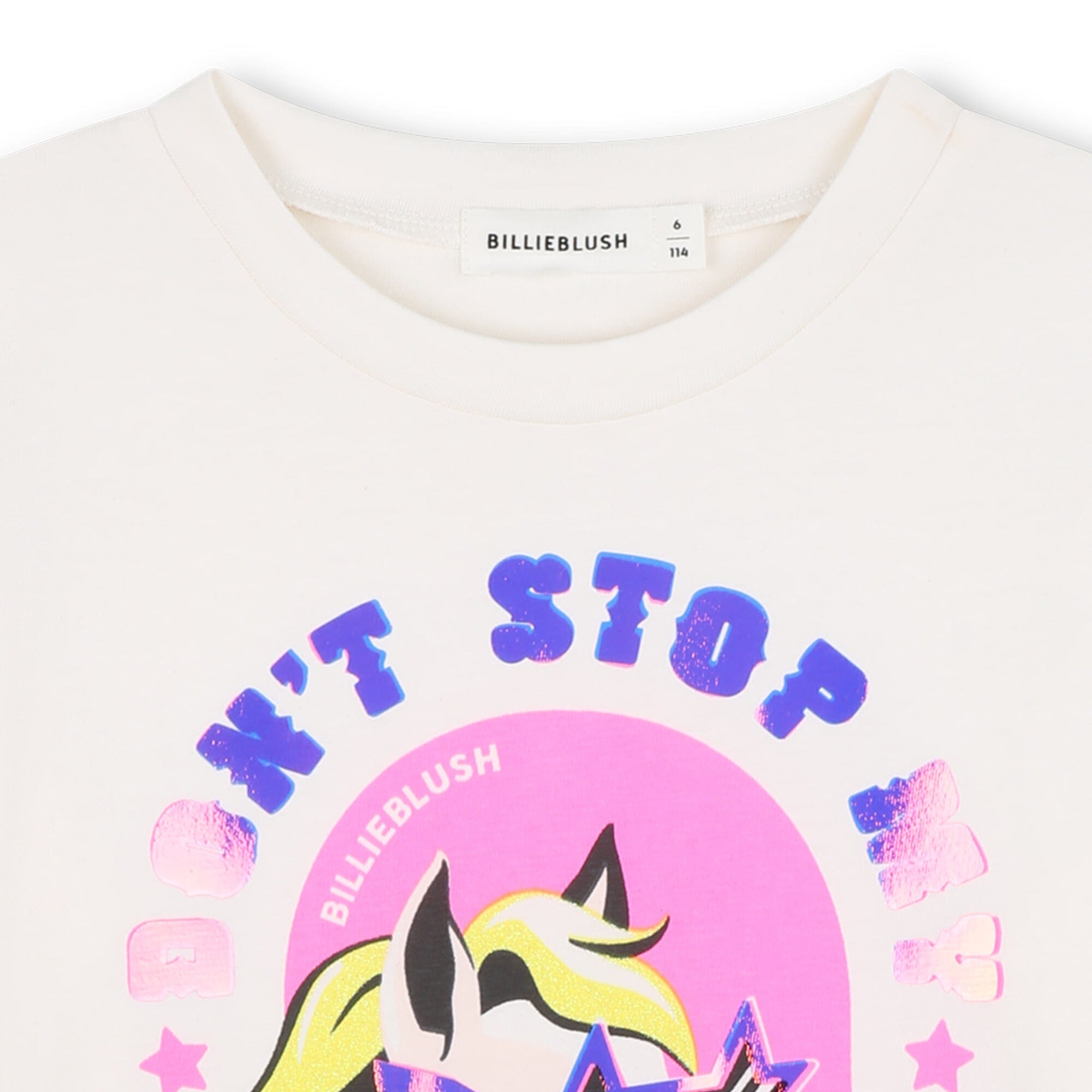 Billieblush Langarmshirt Creme Pferdeprint mit Glanzeffekt "Don’t stop my dream" Langarmshirt Billieblush 
