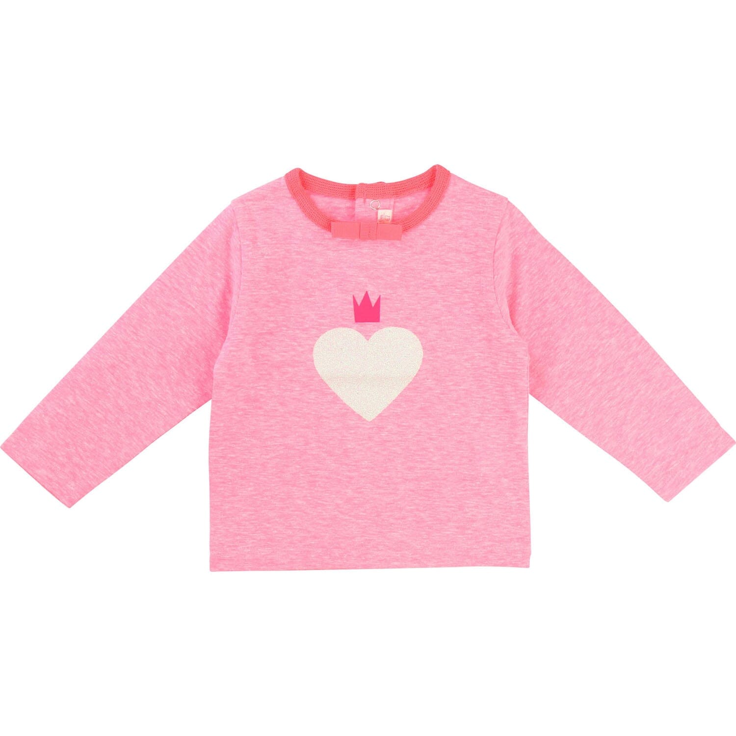 Billieblush Langarmshirt pink melange Glitzerherz mit Krone für kleine Prinzessinnen Langarmshirt Billieblush 3 Monate (56-62) 