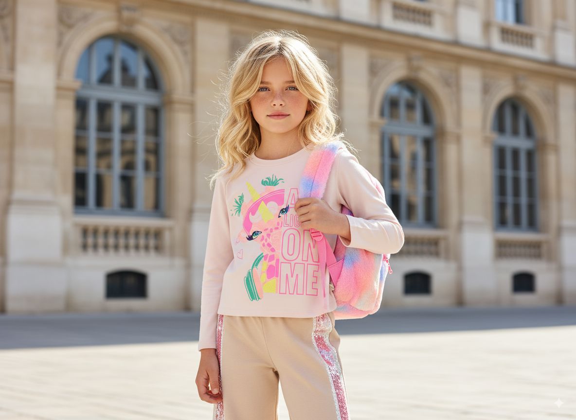 Billieblush Langarmshirt rosa Giraffenprint mit Glitzereffekt für kleine Trendsetterinnen Langarmshirt Billieblush 