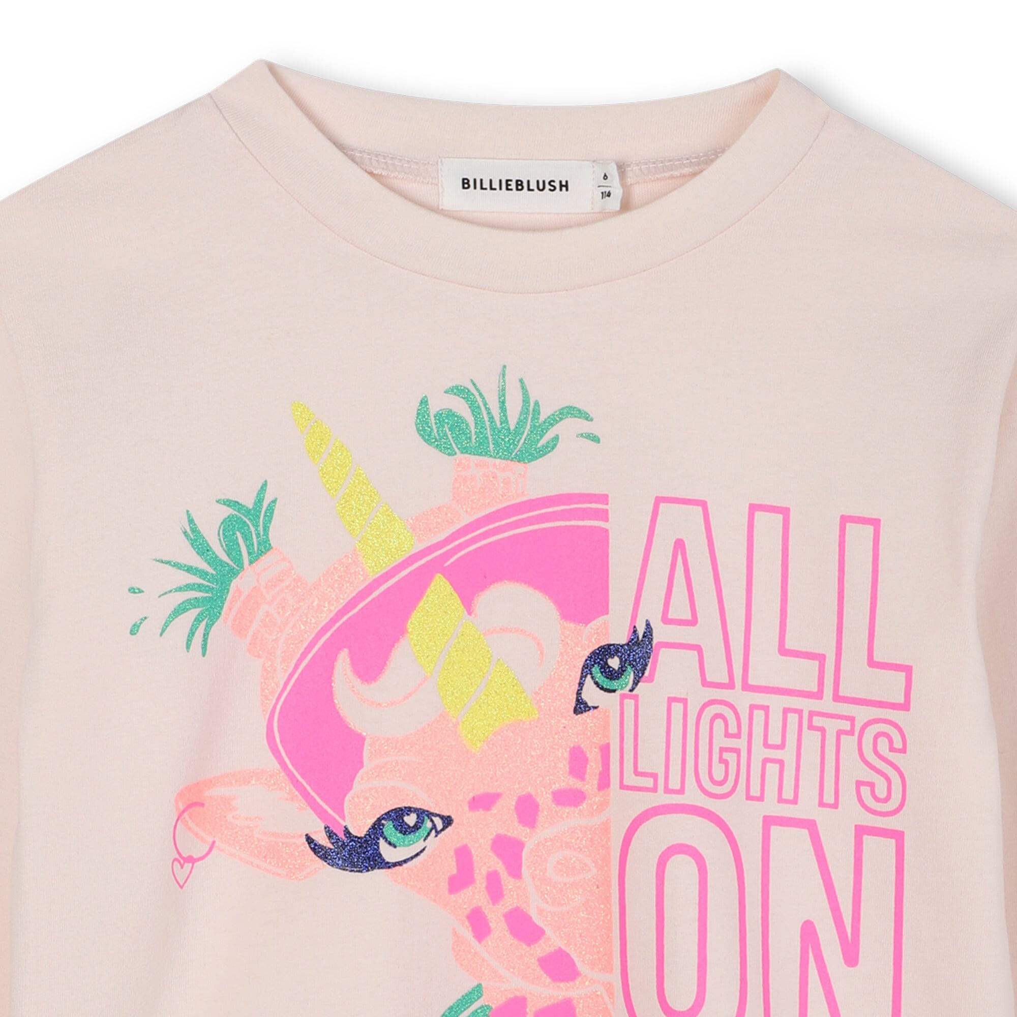 Billieblush Langarmshirt rosa Giraffenprint mit Glitzereffekt für kleine Trendsetterinnen Langarmshirt Billieblush 