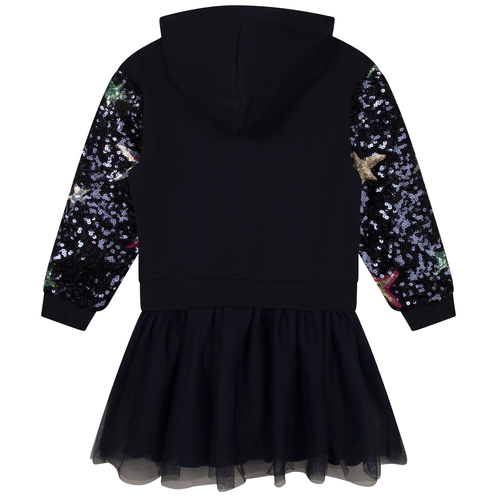 Billieblush Kapuzenkleid aus Bi-Materialien aus Fleece und Mesh, Jersey Futter Kleid Billieblush 