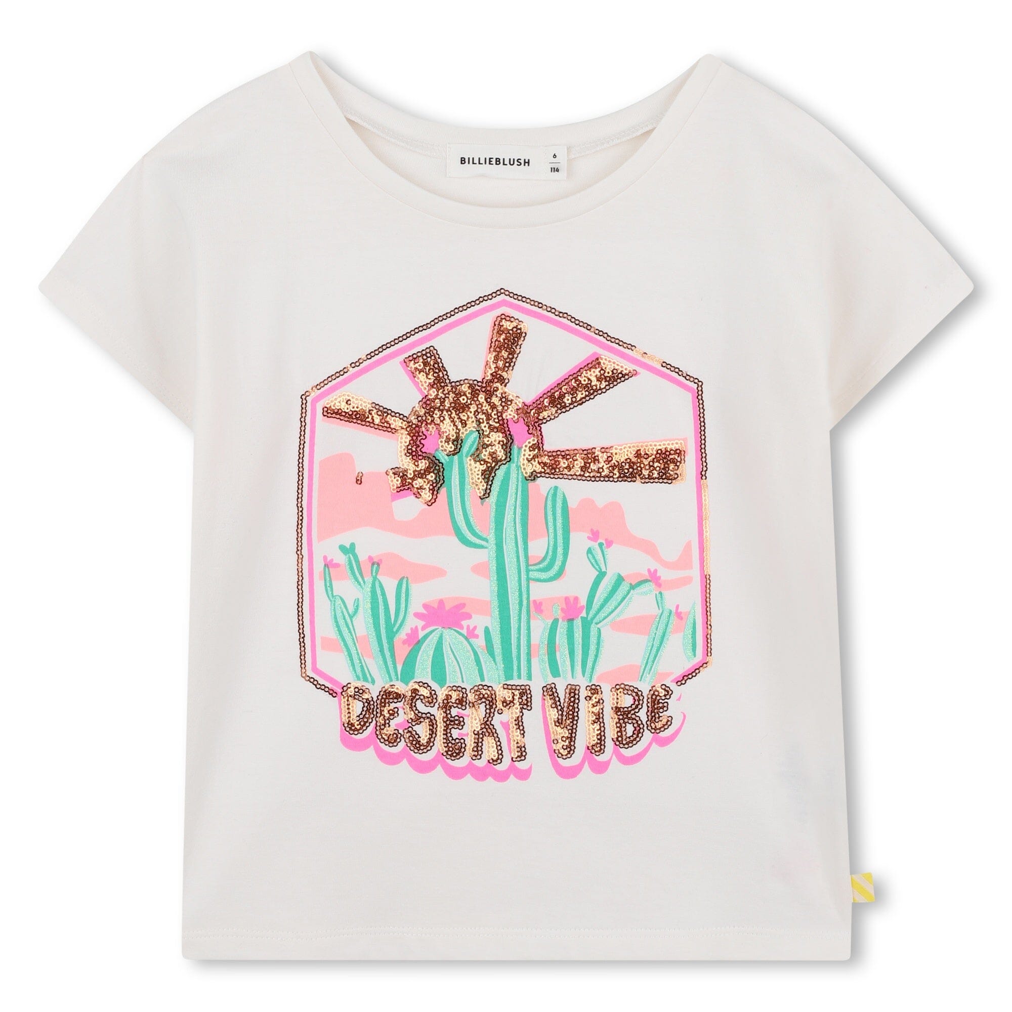 Billieblush T-Shirt Weiß mit Pailletten Desert Vibe T-Shirt Billieblush 5 Jahre ( 104-110 ) 