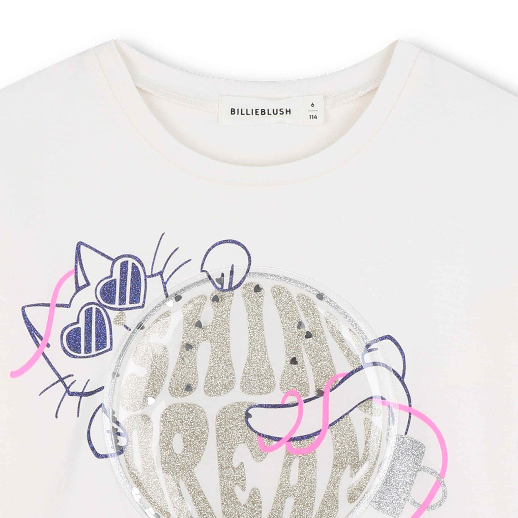 BILLIEBLUSH Zeremonie Langarmshirt mit Katzenmotiv Farbe Elfenbein Langarmshirt Billieblush 