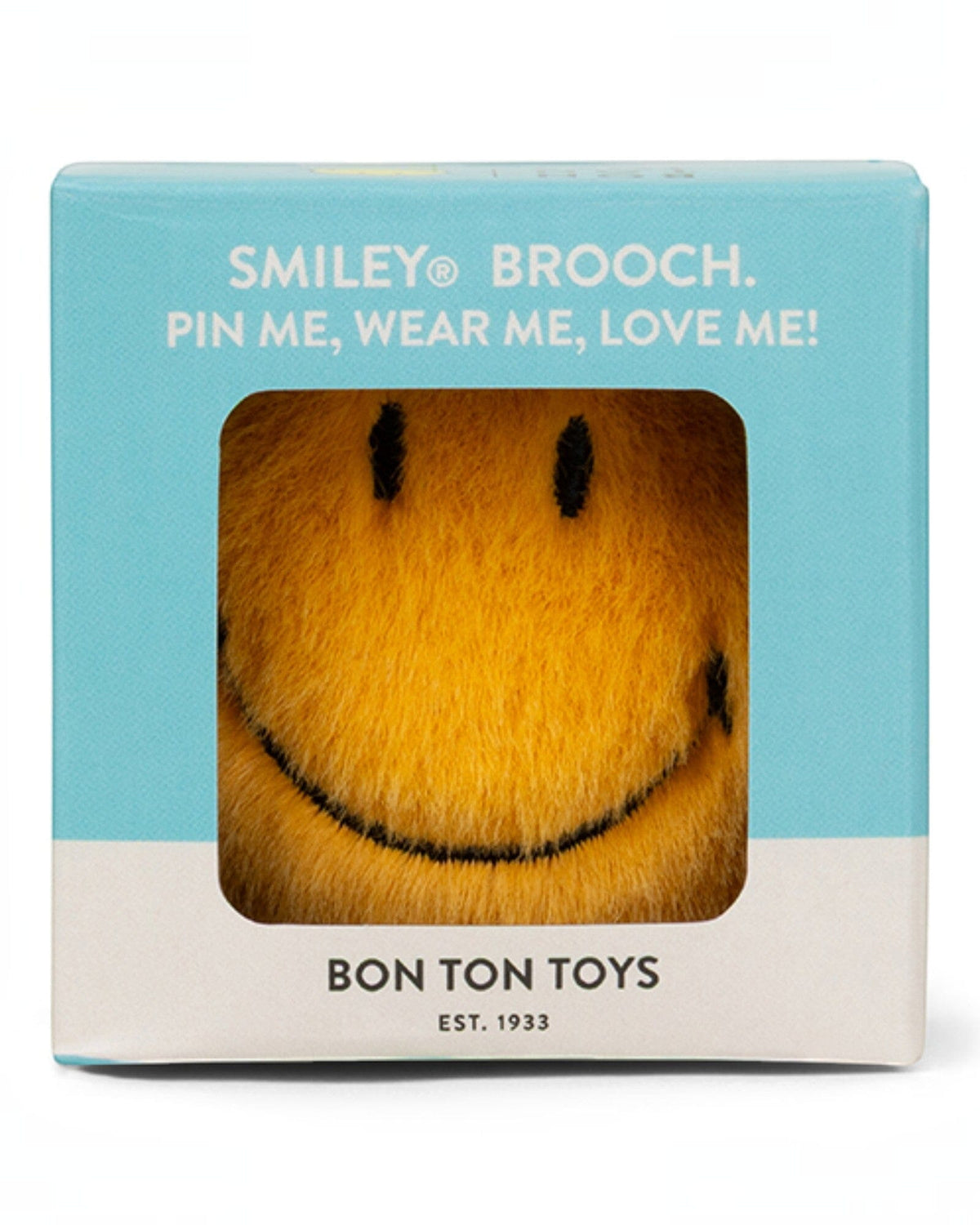 BON TON TOYS x Smiley Fuzzy Brosche 6cm in Geschenkbox Schlüsselanhänger BON TON TOYS SMILEY® 