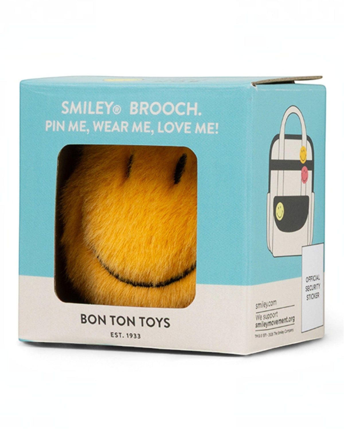 BON TON TOYS x Smiley Fuzzy Brosche 6cm in Geschenkbox Schlüsselanhänger BON TON TOYS SMILEY® 