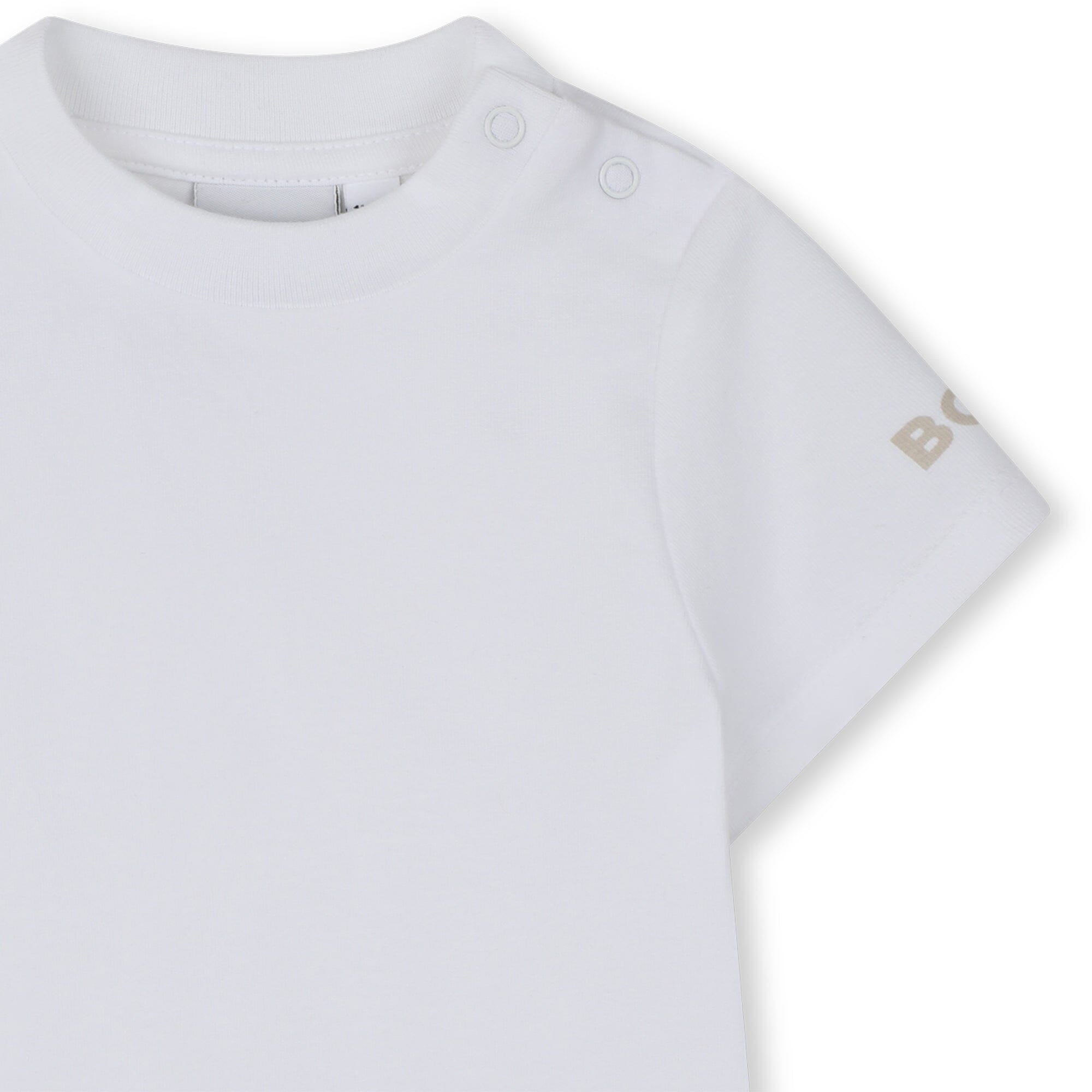 BOSS Baby 2-teiler Set: Overall-Shorts + T-Shirt „Beige“ Baby Kombination Boss Kidswear 