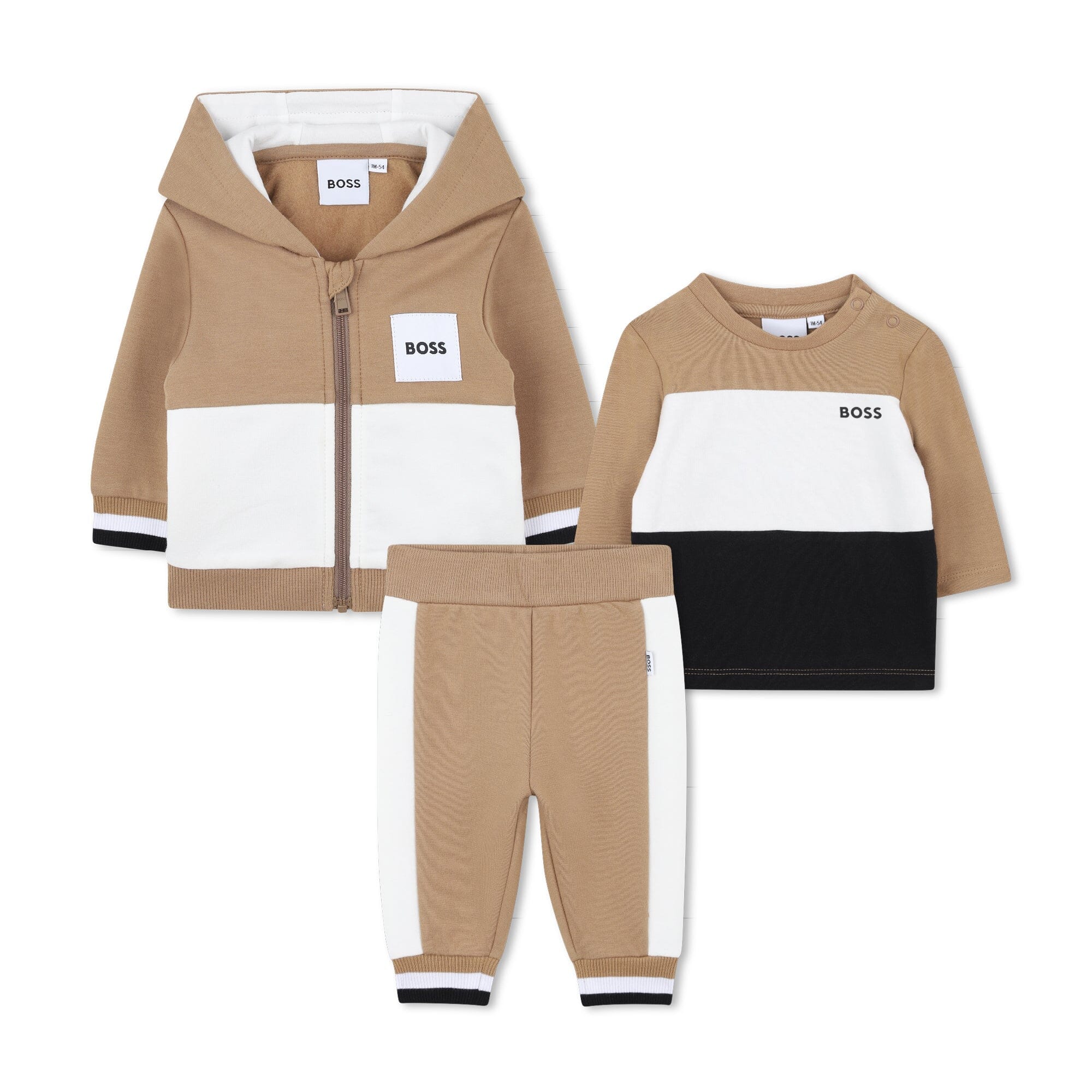 BOSS Baby 3er Set Cookie Kapuzenjacke, Hose & T-Shirt aus Bio-Baumwolle Baby Kombination Boss Kidswear 