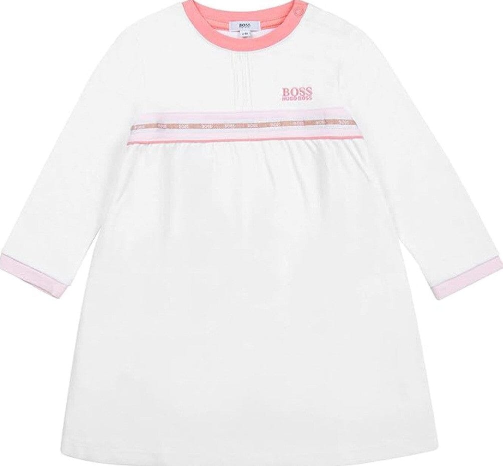 BOSS Baby Mädchen Langarm Kleid rosa weiß rosegold Kleid Boss 