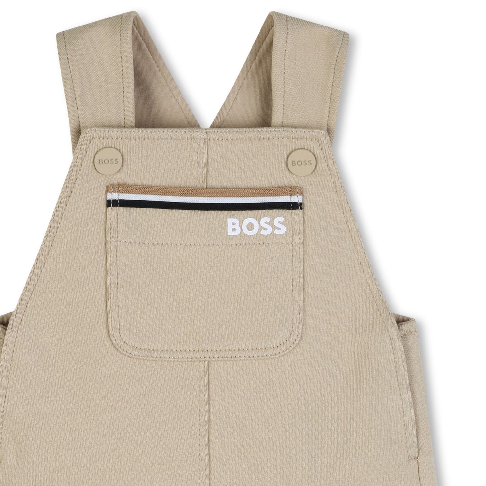 BOSS Baby Shorts-Overall – Jersey, Beige, Druckknöpfe Latzhose BOSS 