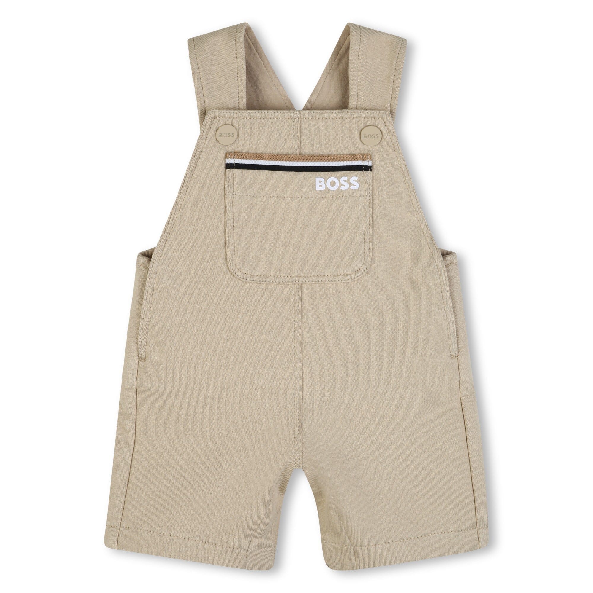 BOSS Baby Shorts-Overall – Jersey, Beige, Druckknöpfe Latzhose BOSS 6 Monate (62-68) 