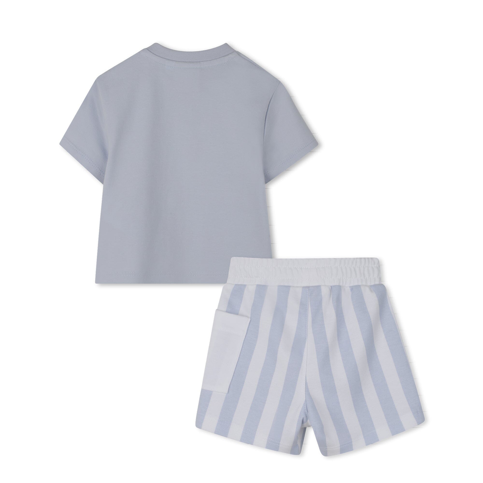 BOSS Baby T-Shirt + Shorts Set „Himmelblau“ – Logo-Shirt & Streifenshorts Baby Kombination Boss Kidswear 