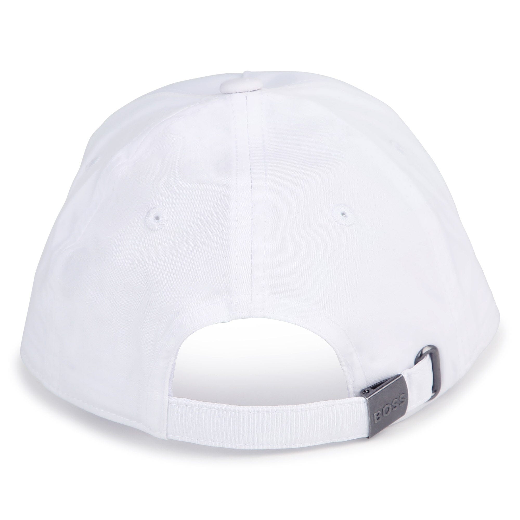 BOSS Kids Kappe weiß mit schwarzem Logoaufnäher vorne Cap Boss 