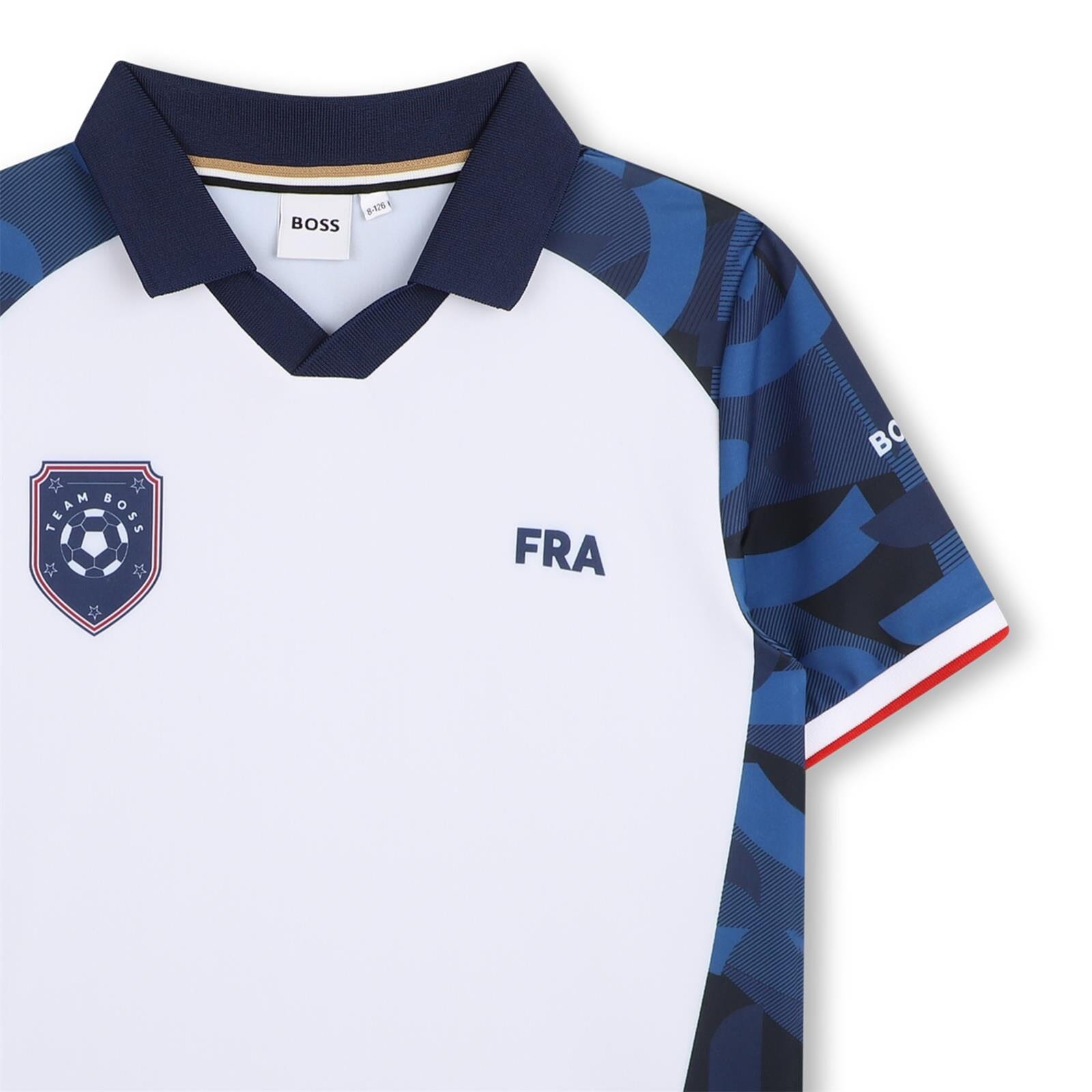BOSS Frankreich Trikot T-Shirt Weiß Blau Kids und Teenager T-Shirt Boss Kidswear 
