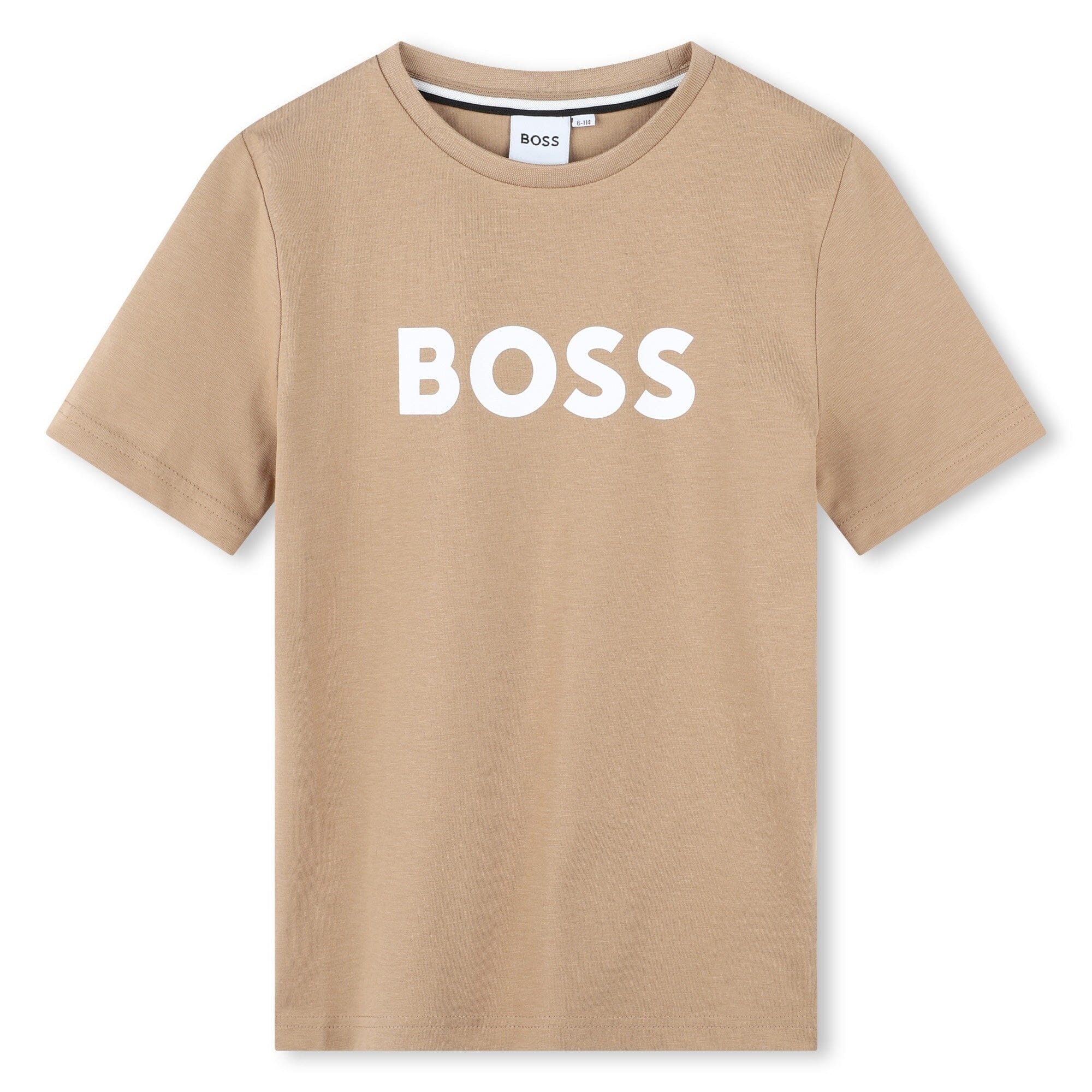BOSS Kids Kurzarm T-Shirt braun mit weißem Logo T-Shirt Boss 