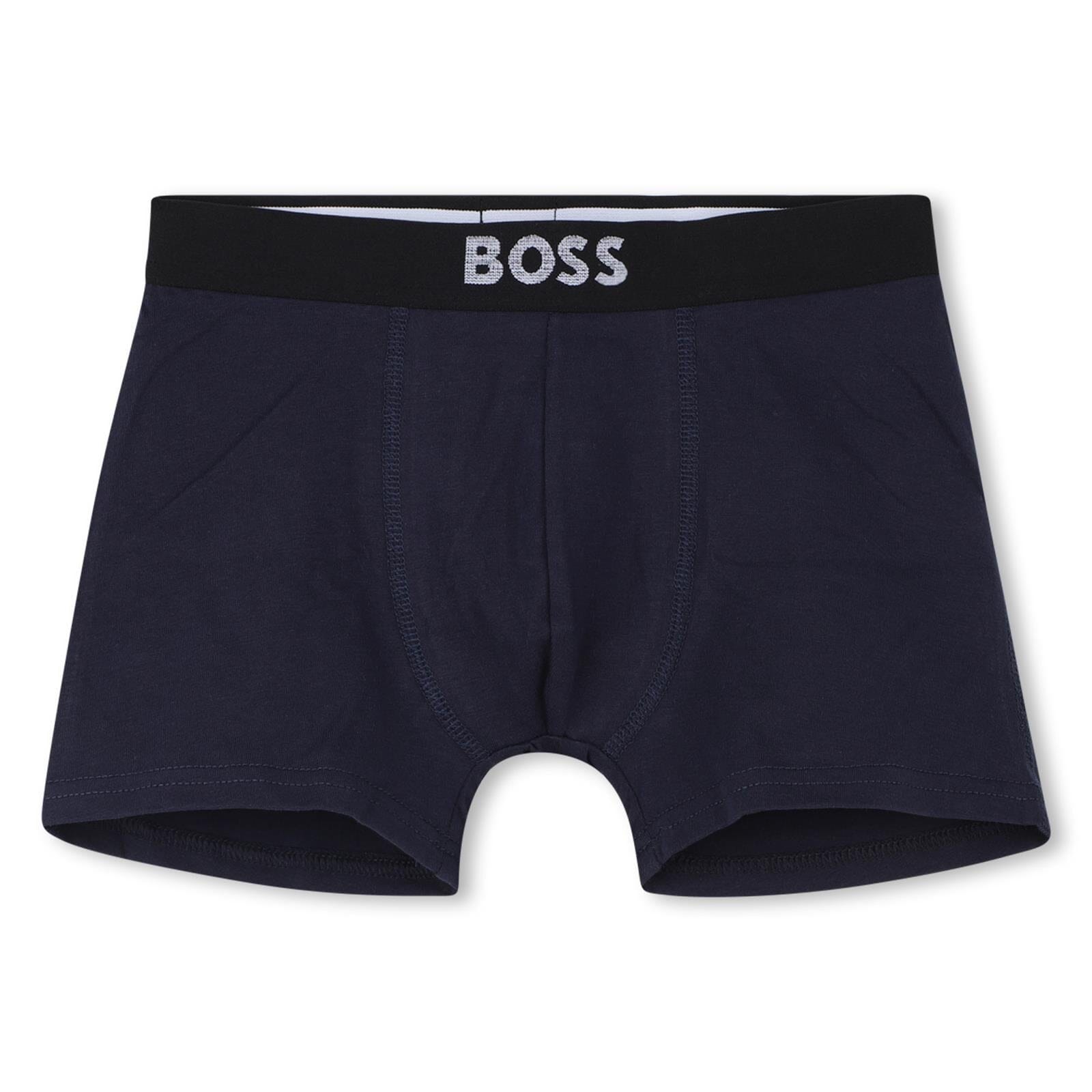 BOSS Kids – 2er-Pack Boxershorts aus Jersey, Marine/Sand Unterwäsche Boss 