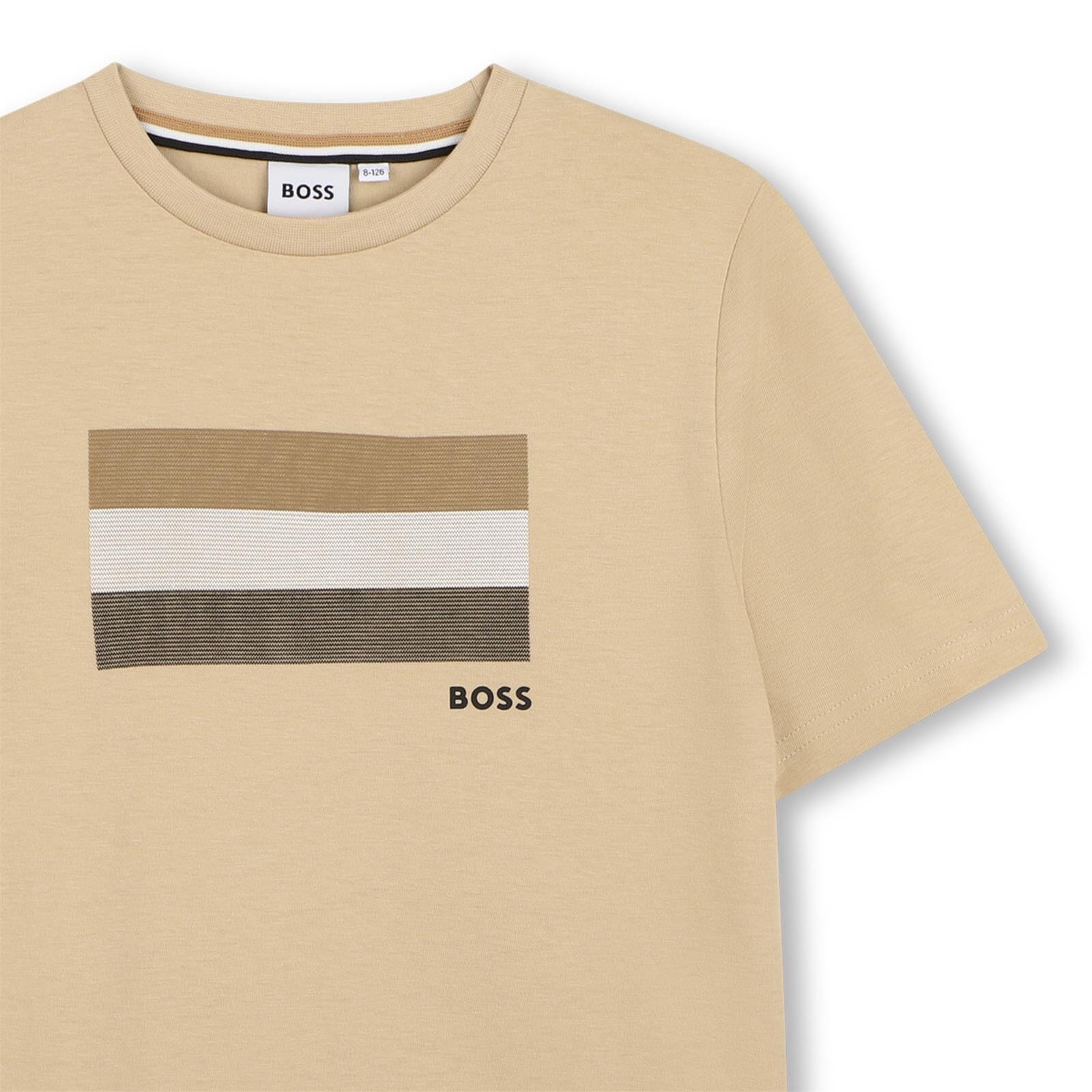 BOSS Kids Kurzarm T-Shirt Beige T-Shirt Boss Kidswear 