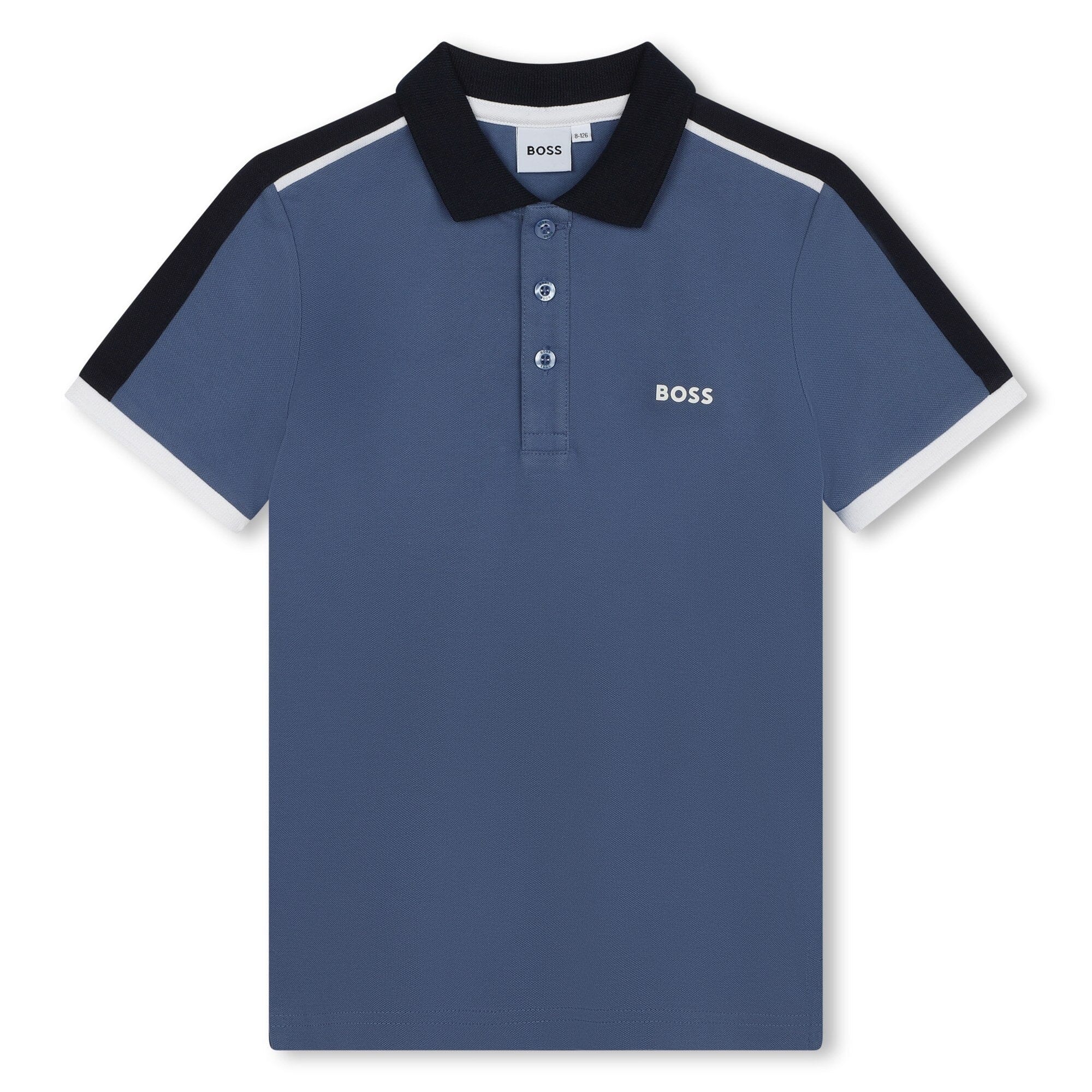 BOSS Poloshirt kurzärmelig blau mit weißen Details Poloshirt Boss 