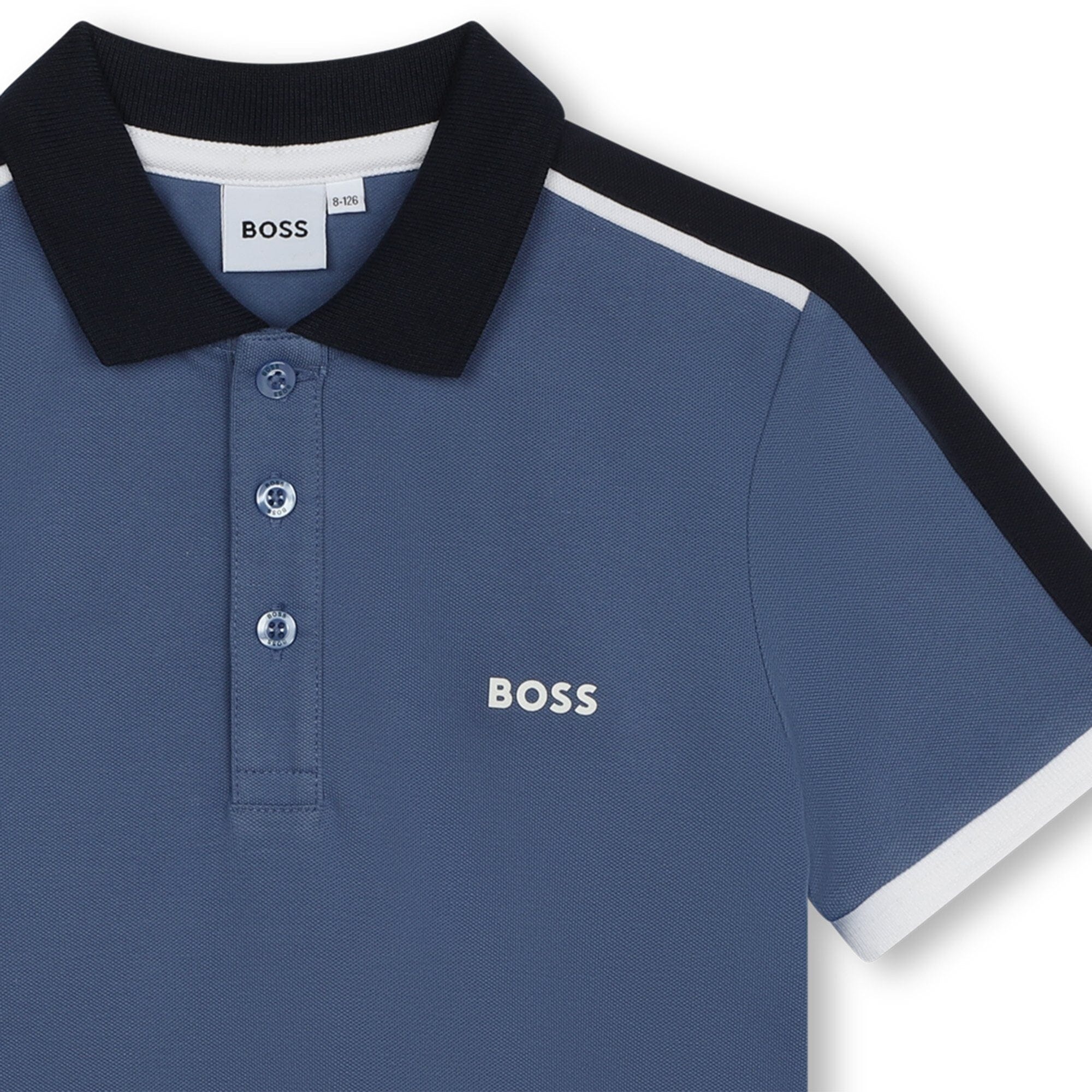 BOSS Poloshirt kurzärmelig blau mit weißen Details Poloshirt Boss 