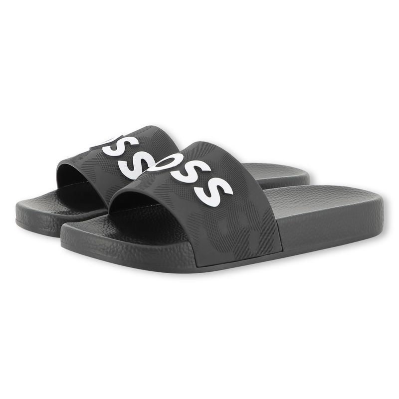 BOSS Kids Slides „Signierte Folien“ – Schwarz Sandalen BOSS 