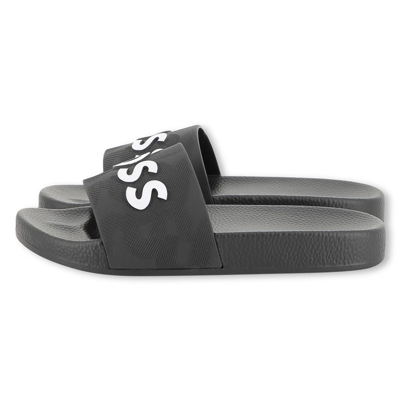 BOSS Kids Slides „Signierte Folien“ – Schwarz Sandalen BOSS 