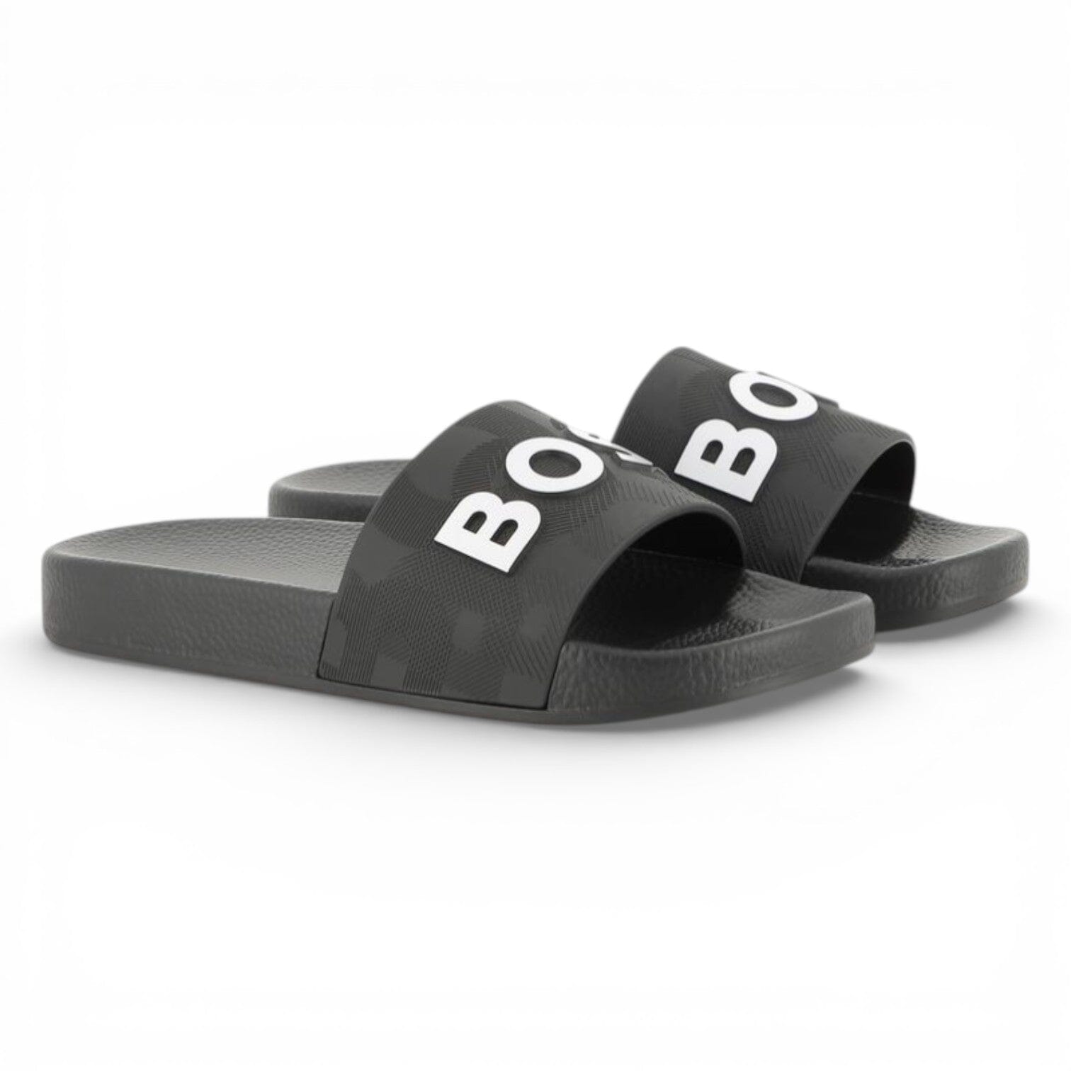 BOSS Kids Slides „Signierte Folien“ – Schwarz Sandalen Boss Kidswear 
