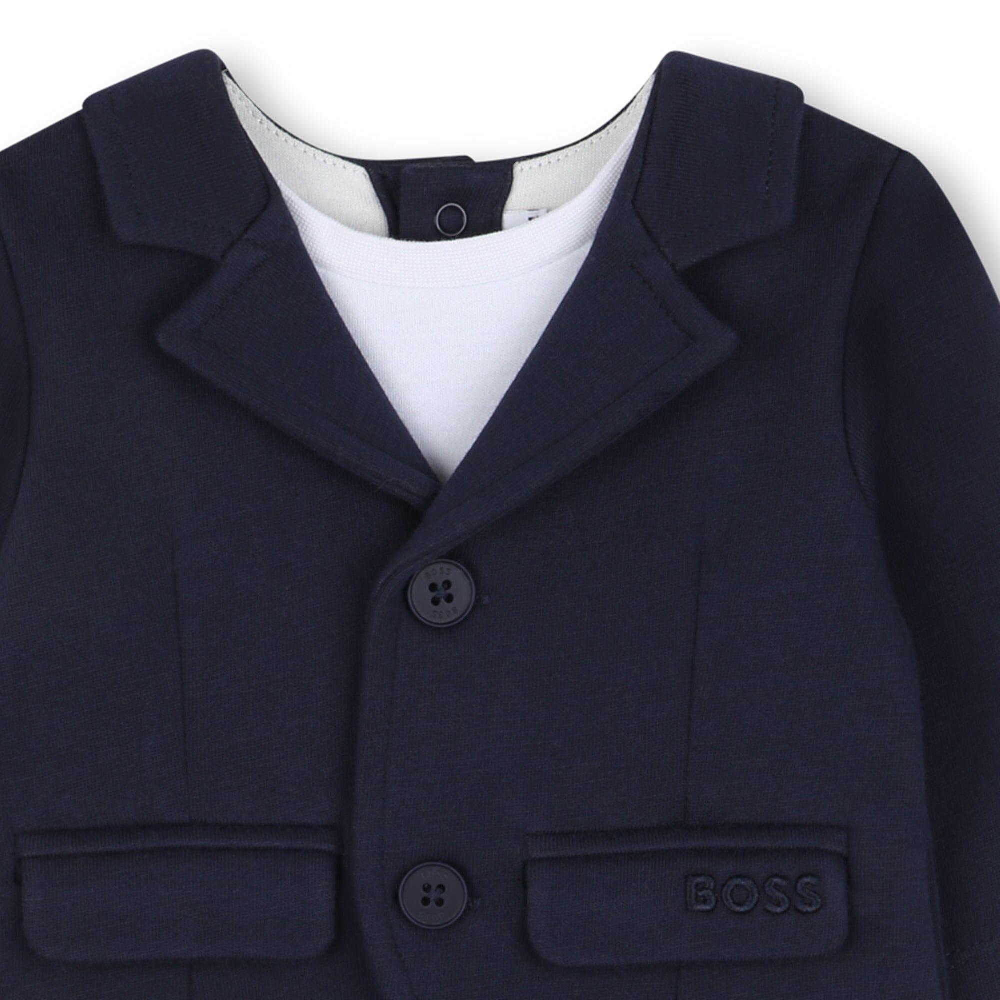 BOSS Kidswear Baby All-in-One Anzug Milano mit Biobaumwolle Shirt & Druckknopfverschluss Baby Kombination Boss Kidswear 