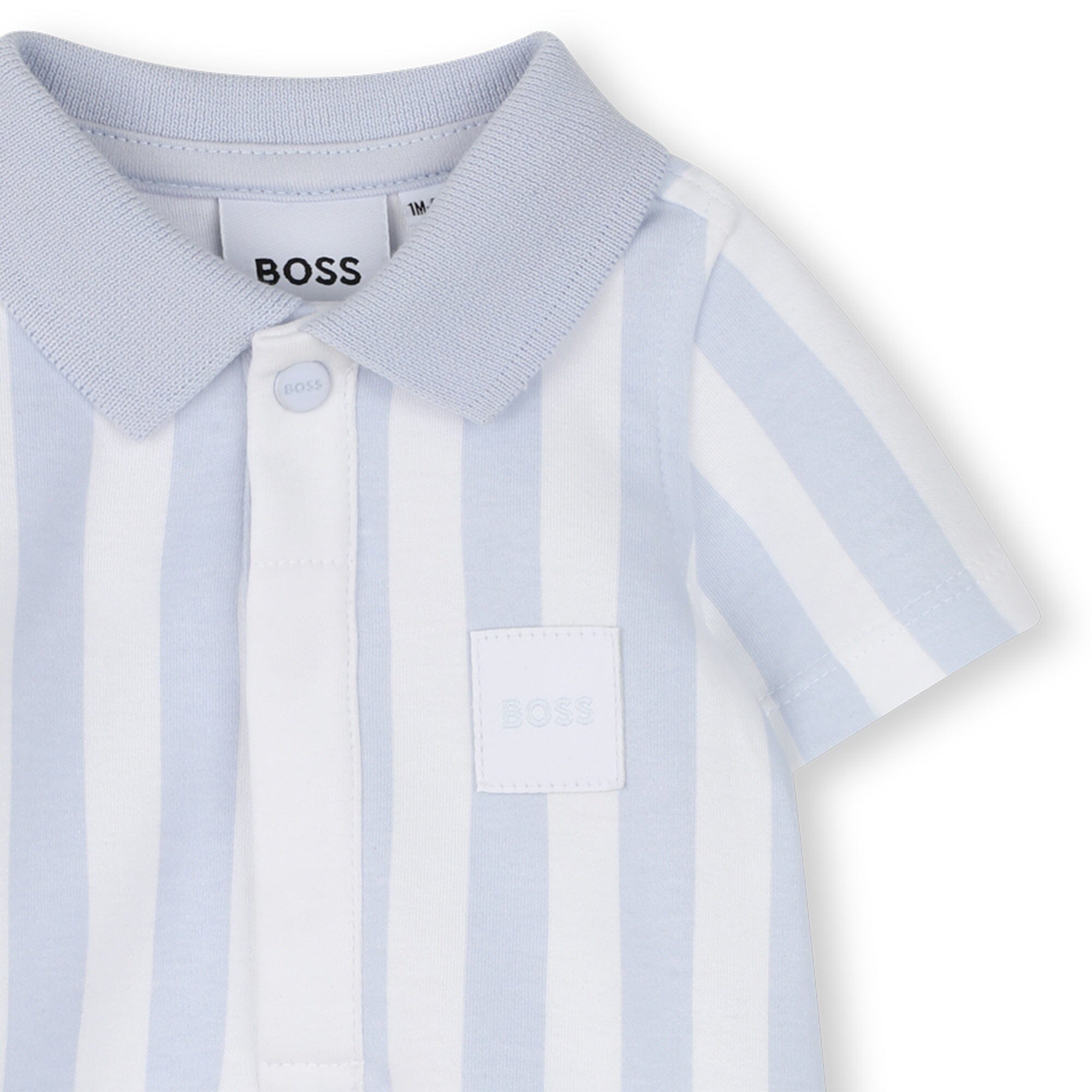BOSS Kidswear Baby Playsuit „Himmelblau“ – gestreift mit Kragen & Druckknöpfen Strampler BOSS 