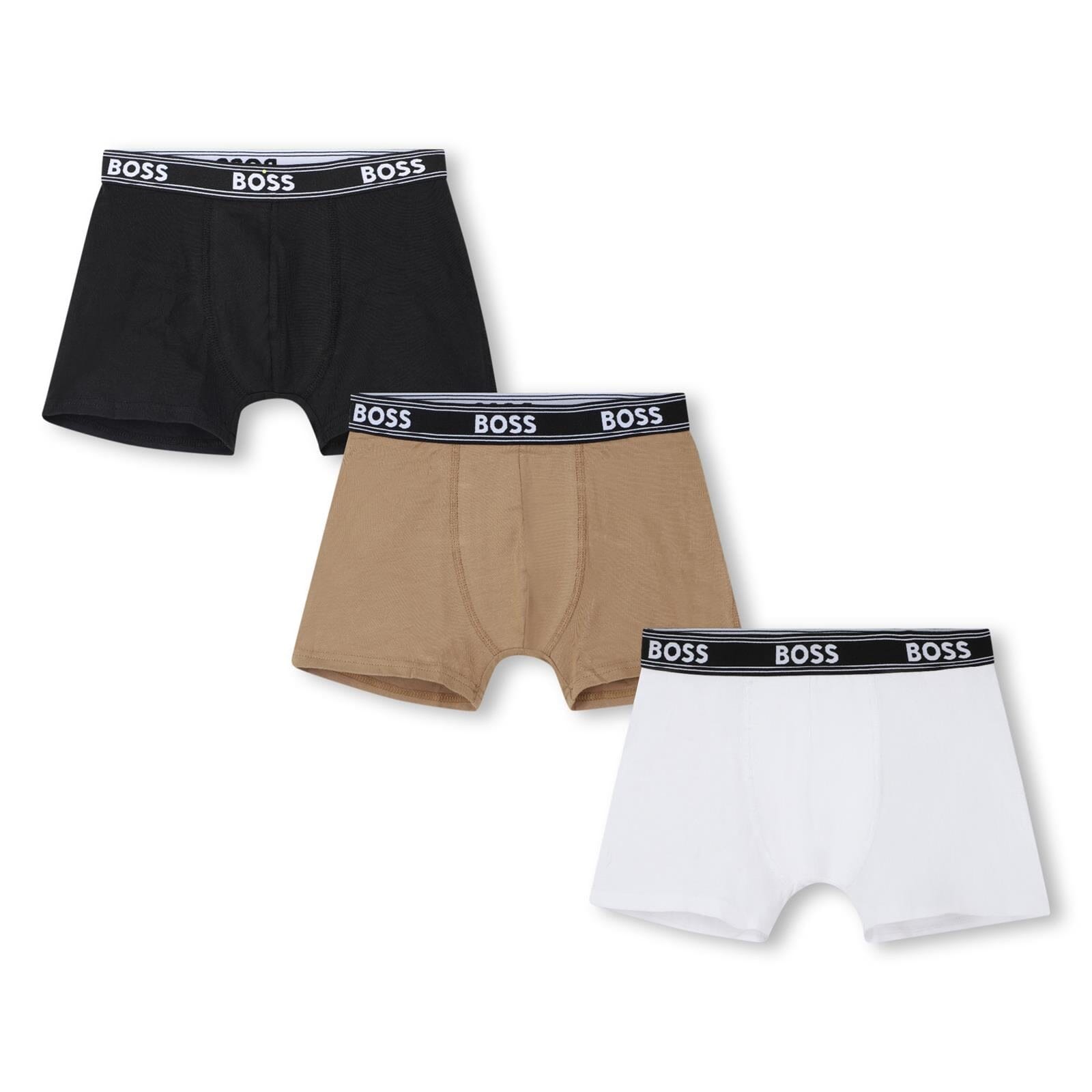 BOSS KIDSWEAR Boxershorts 3er-Pack Jersey – Schwarz/Sand/Weiß Unterwäsche BOSS 16 Jahre (170-176) 