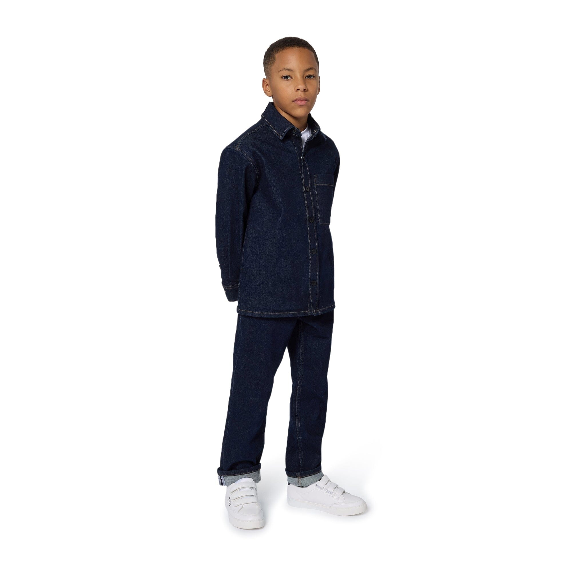 BOSS Kidswear Jeanshemd Langarm, Farbe Roher Denim mit Logo-Badge Hemden Boss Kidswear 