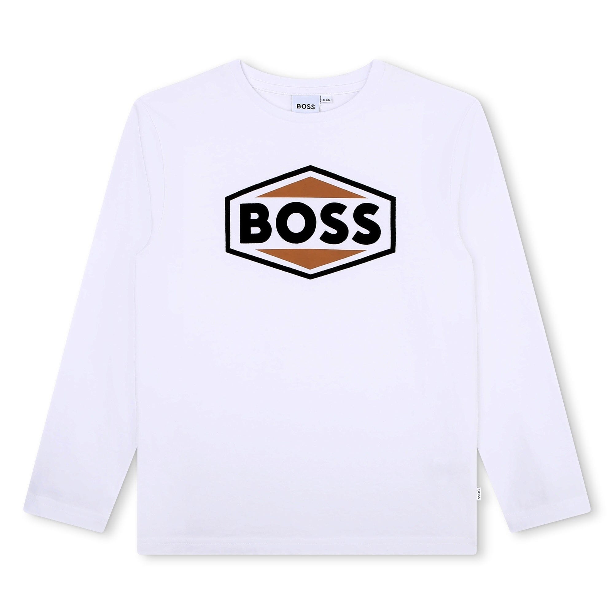 BOSS Kids Longsleeve Langarmshirt weiß mit Logo Langarmshirt Boss 