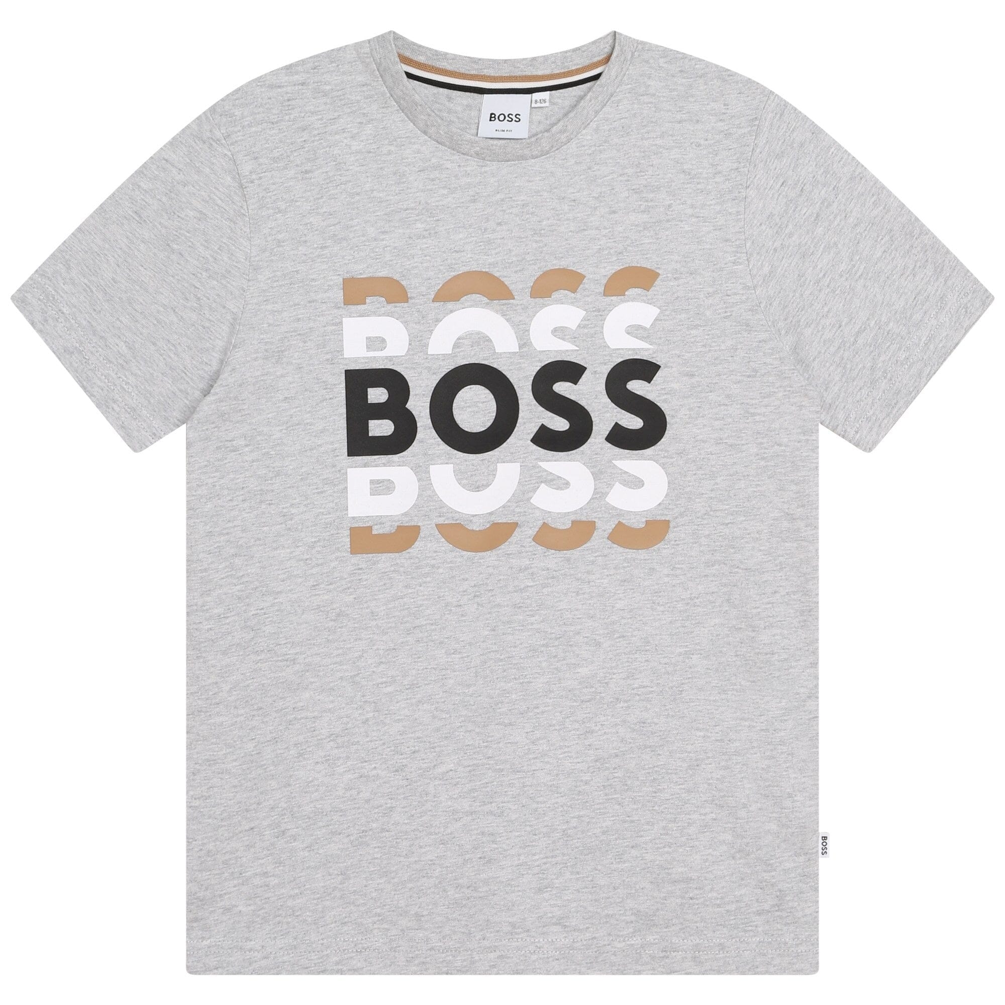 BOSS Kids Kurzarm T-shirt grau mit Logo Print T-Shirt Boss 