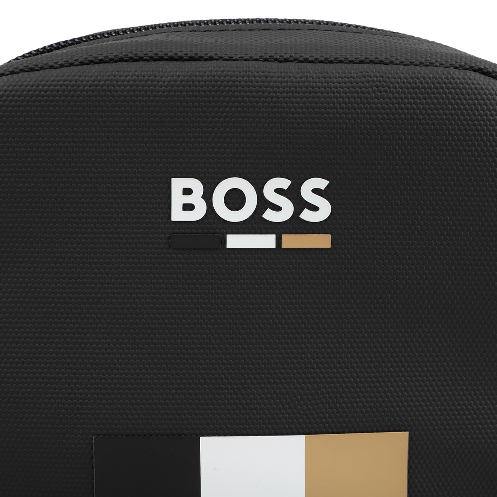 BOSS KIDS verstellbare Umhängetasche schwarz mit Logo weiß/ braune Streifen Umhängetaschen Boss 