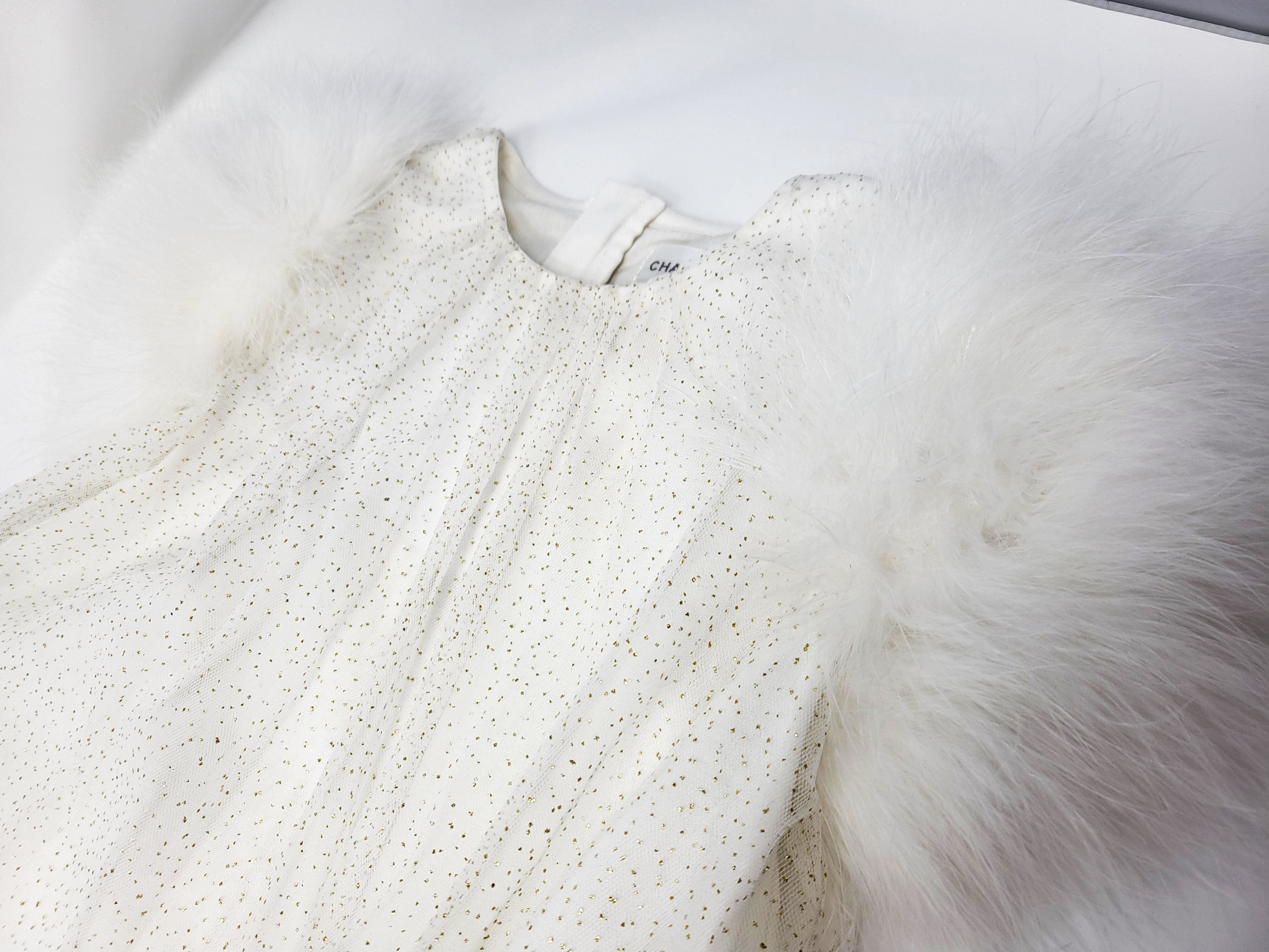 Charabia Glitzerkleid mit Federärmeln – weiß Kleid Charabia 