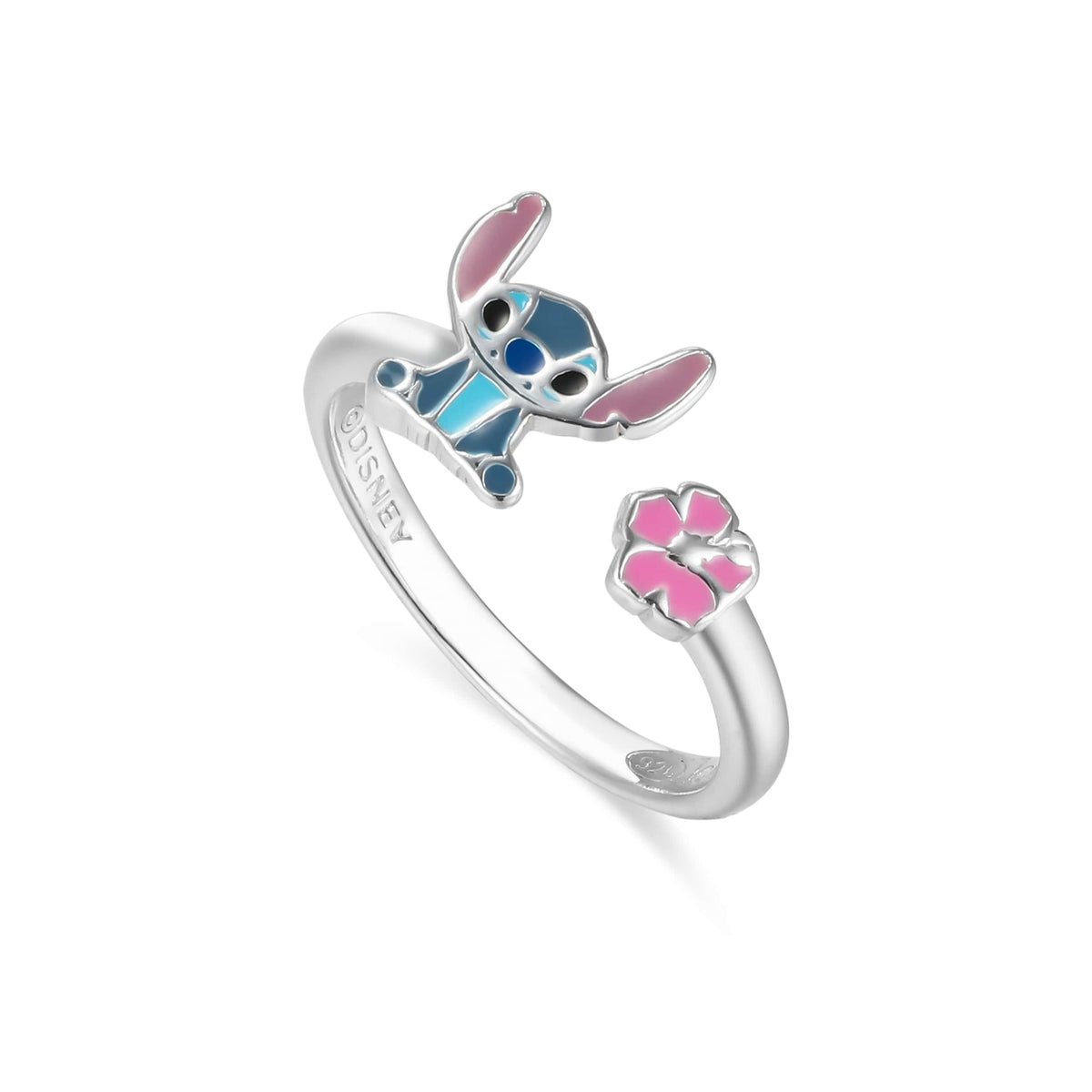Disney Kinder-Ring Stitch Silber verstellbar mit Blüte ©DISNEY
