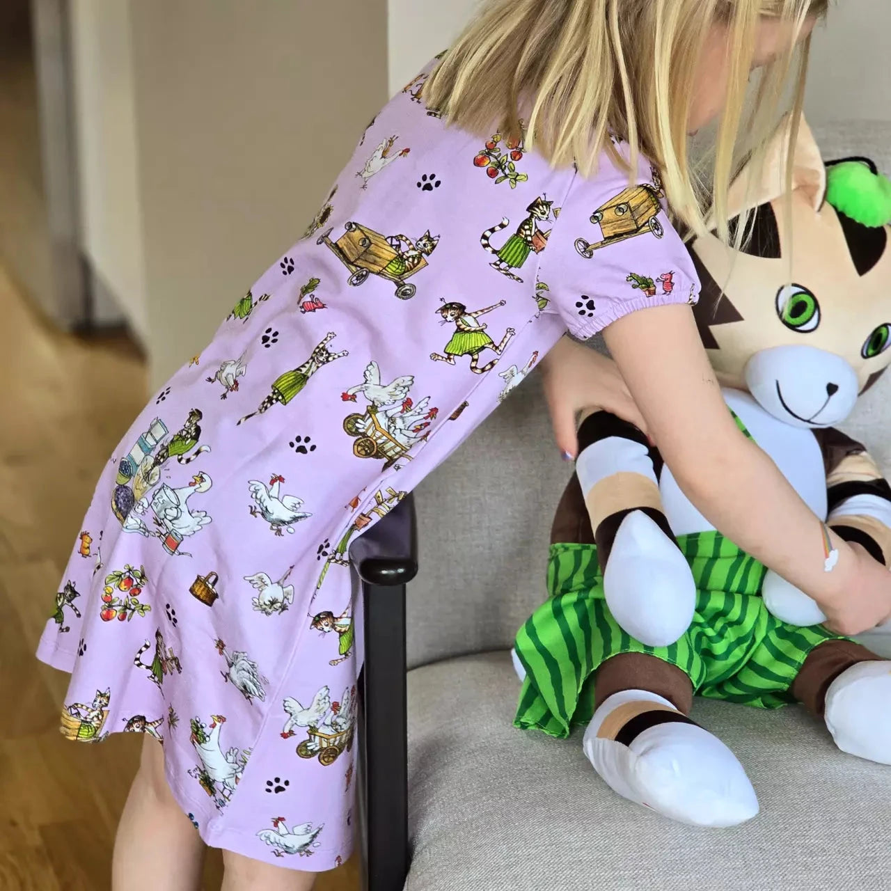 Geggamoja Petterson und Findus Kleid aus Bio-Baumwolle lila Kleid Geggamoja 