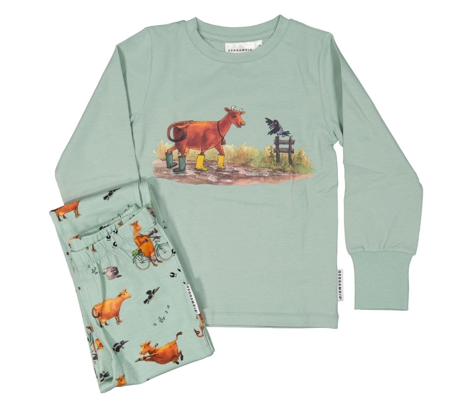 GEGGAMOJA – Pyjama „Mamma Mu & Kråkan“, Grün Schlafanzug Geggamoja 