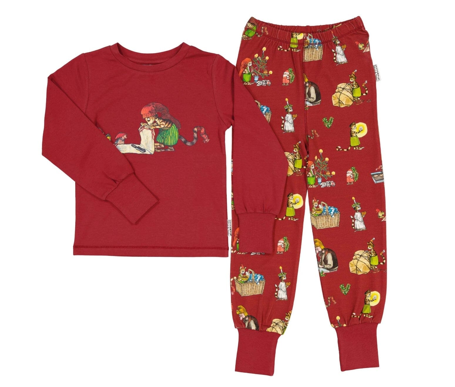 GEGGAMOJA – Pyjama „Pettson & Findus“ Rot Schlafanzug Geggamoja 98-104 ( 2-4 Jahre) 