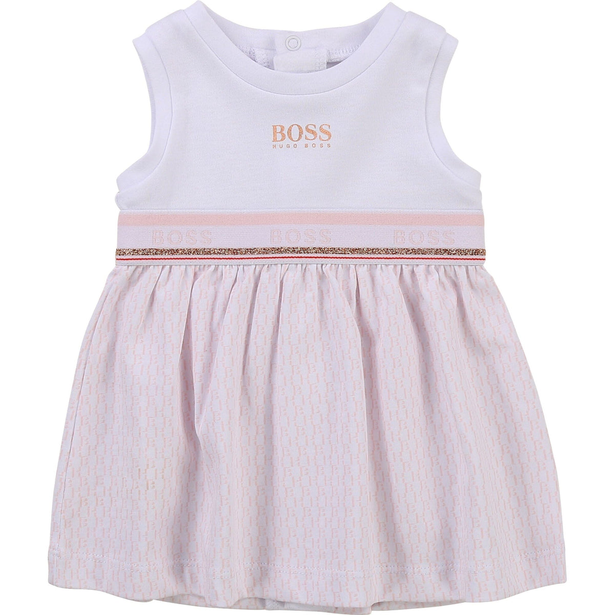HUGO BOSS Baby Kleid rosa weiß rosegold mit Streifen Logo Details
