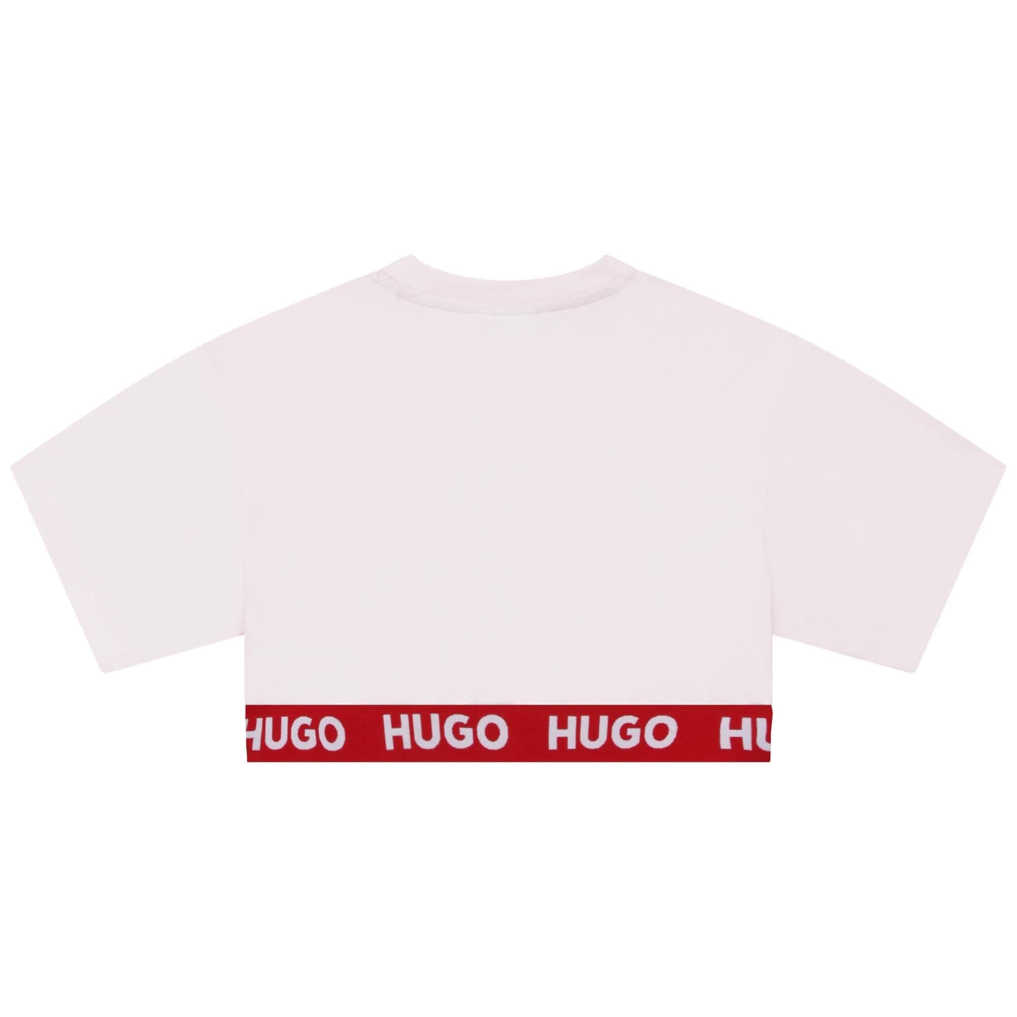 HUGO Mädchen T-Shirt hellrosa mit Logo T-Shirt HUGO 