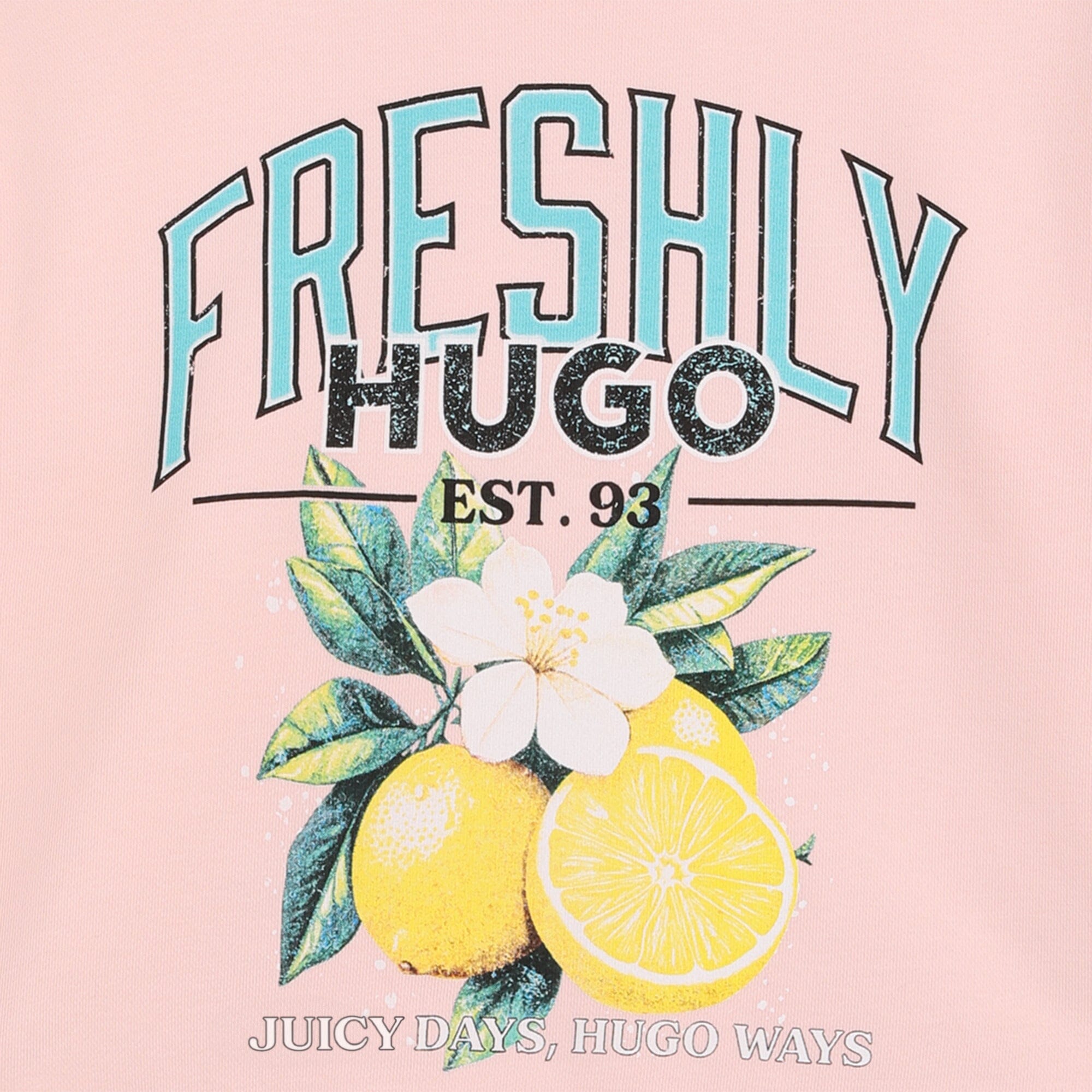 HUGO Kids – Fleece-Sweatshirt „Hell Rose“ (Lemon Print) Sweatshirt HUGO 