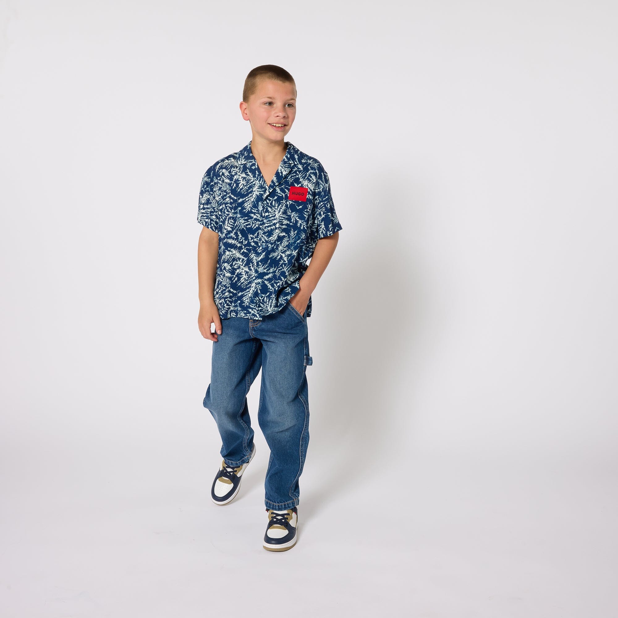 HUGO Kids Kurzarmhemd „Hellblau/Weiss“ T-Shirt HUGO 